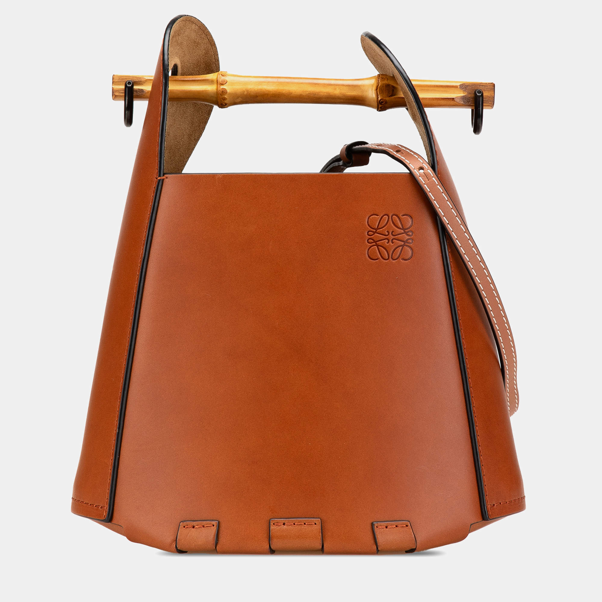 Pre Owned Loewe Brown Calfskin Bamboo Bucket Bag