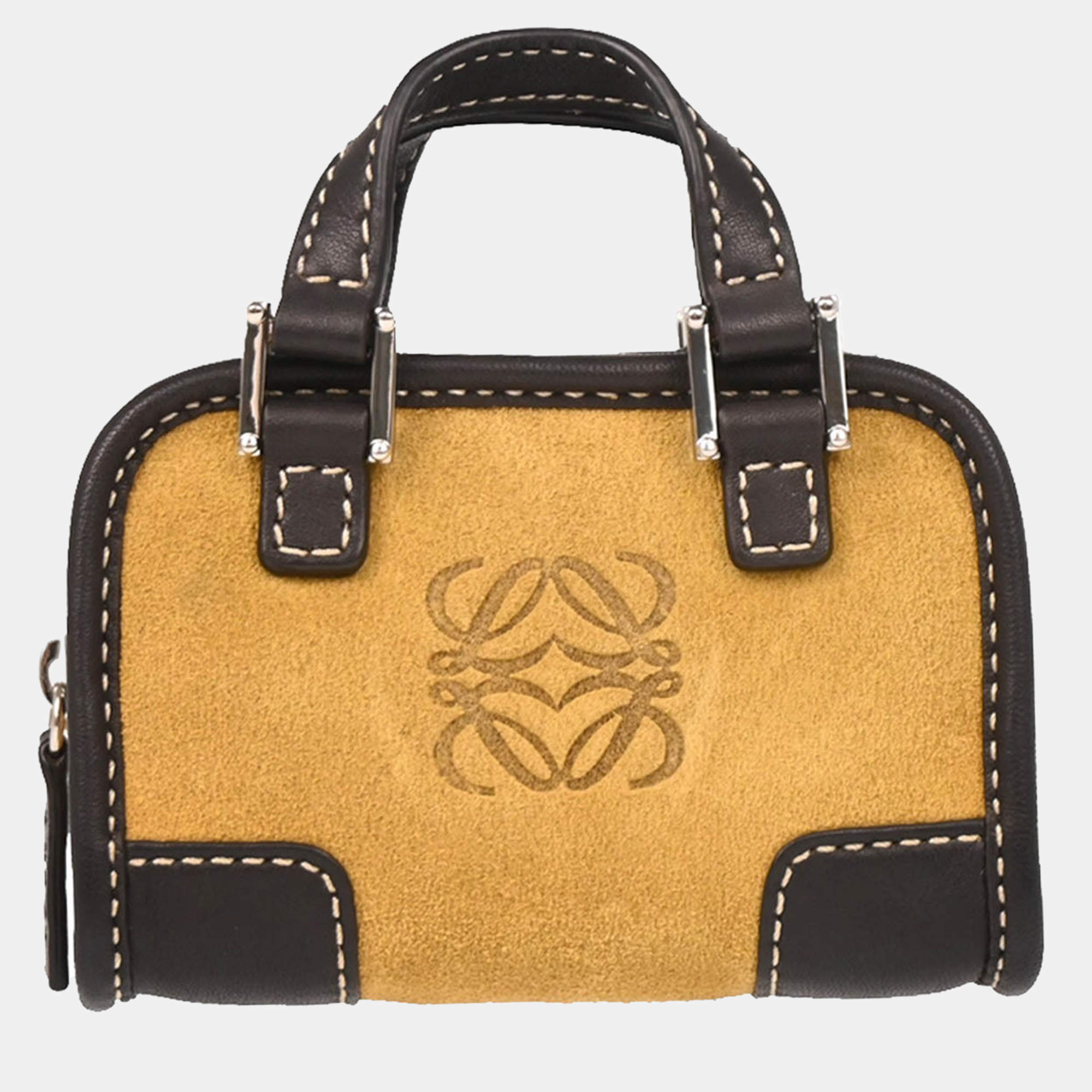 Pre Owned Loewe Beige Suede Mini Amazona Contenedor Pouch Bag Key Holder