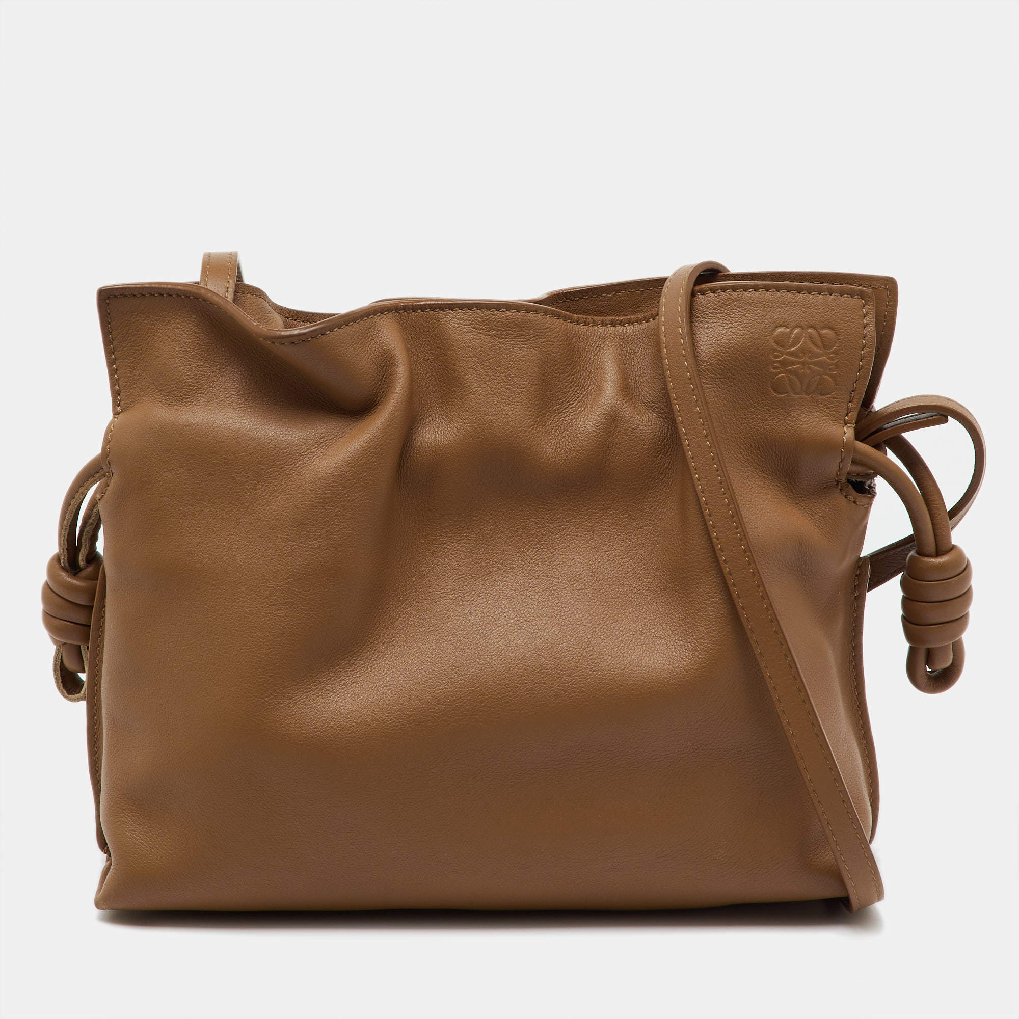 Pre Owned Loewe Brown Leather Mini Flamenco Shoulder Bag