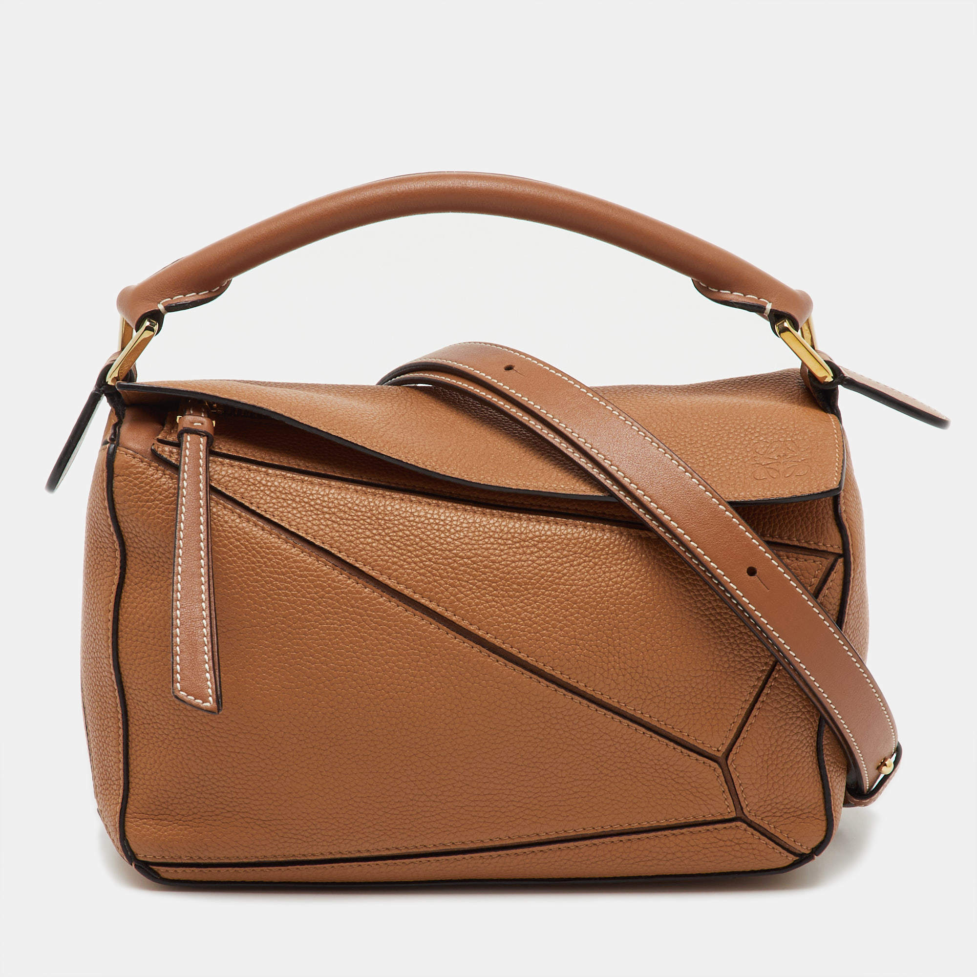 Pre Owned Loewe Tan Leather Small Puzzle Shoulder Bag