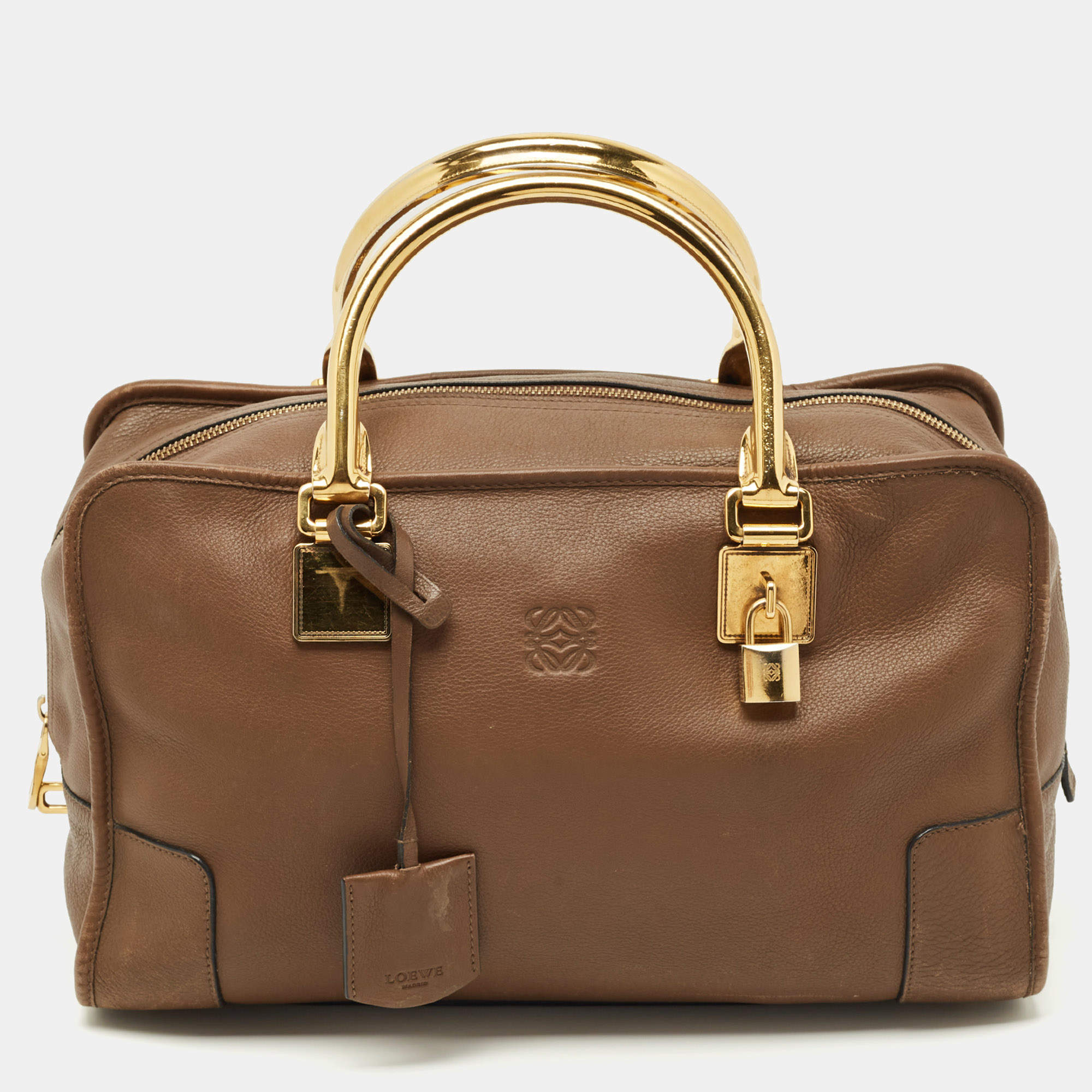 Pre Owned Loewe Brown Leather Amazona Satchel