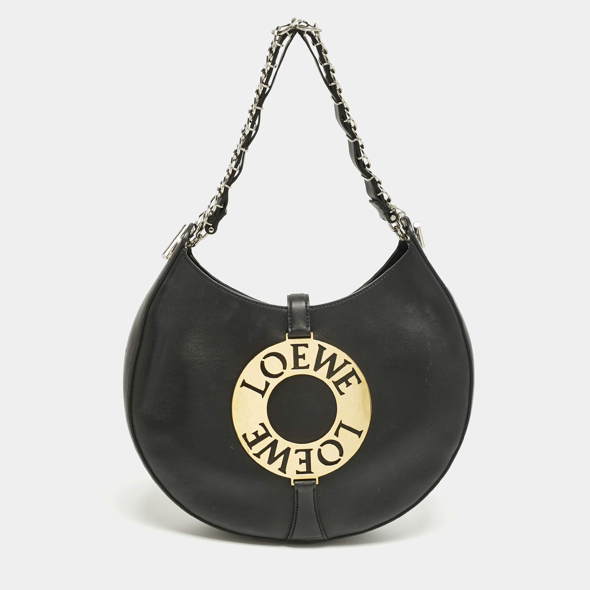 Pre Owned Loewe Black Leather Joyce Hobo