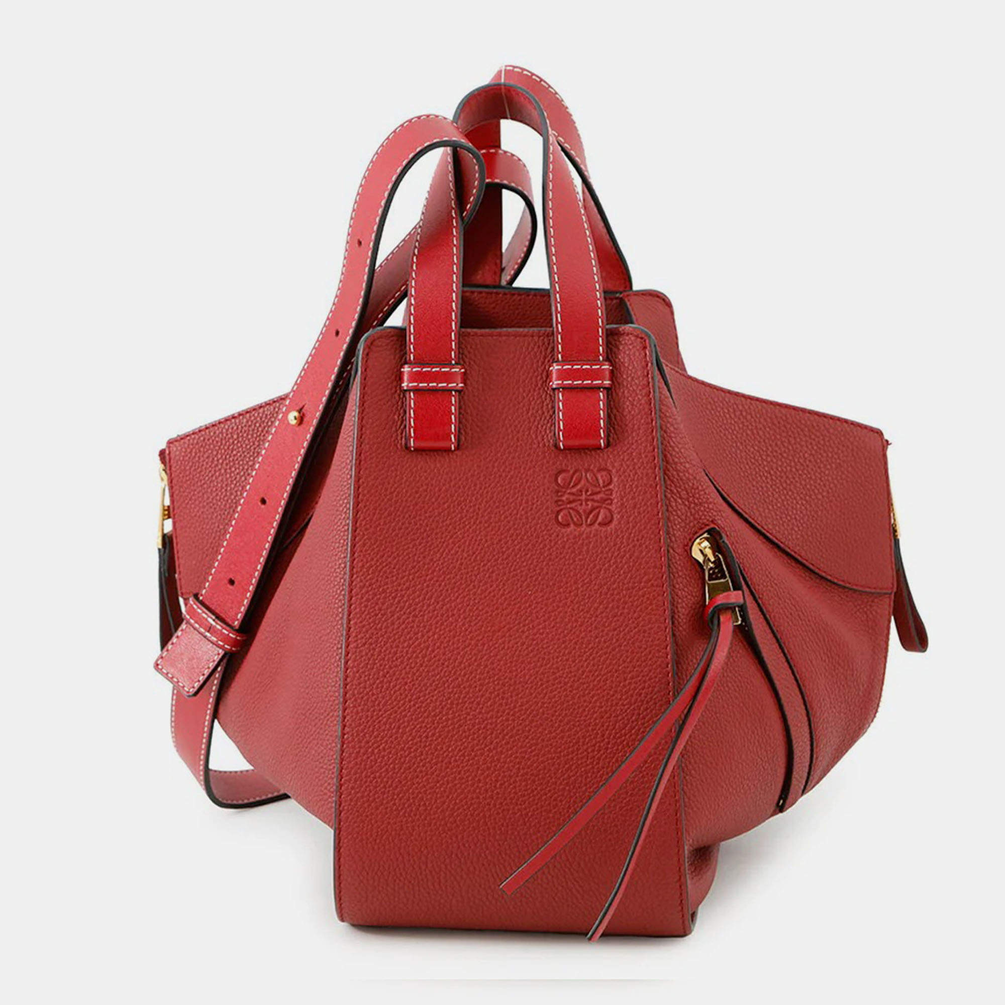 Pre Owned Loewe Hammock Red Leather Size Small