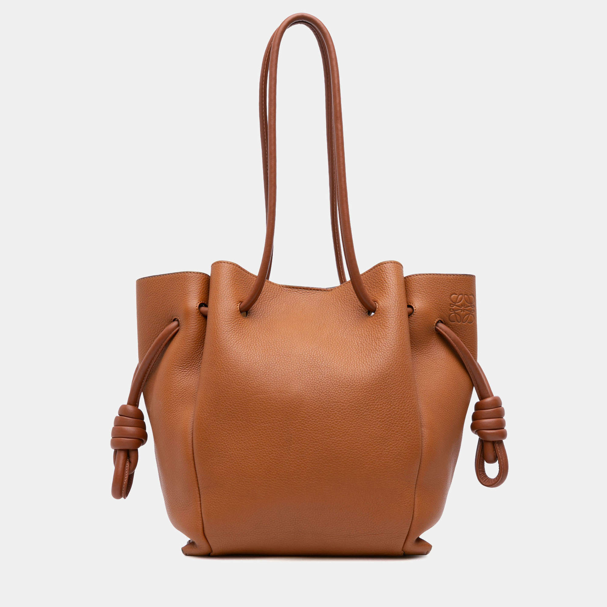 Pre Owned Loewe Brown Small Leather Flamenco Knot Tote