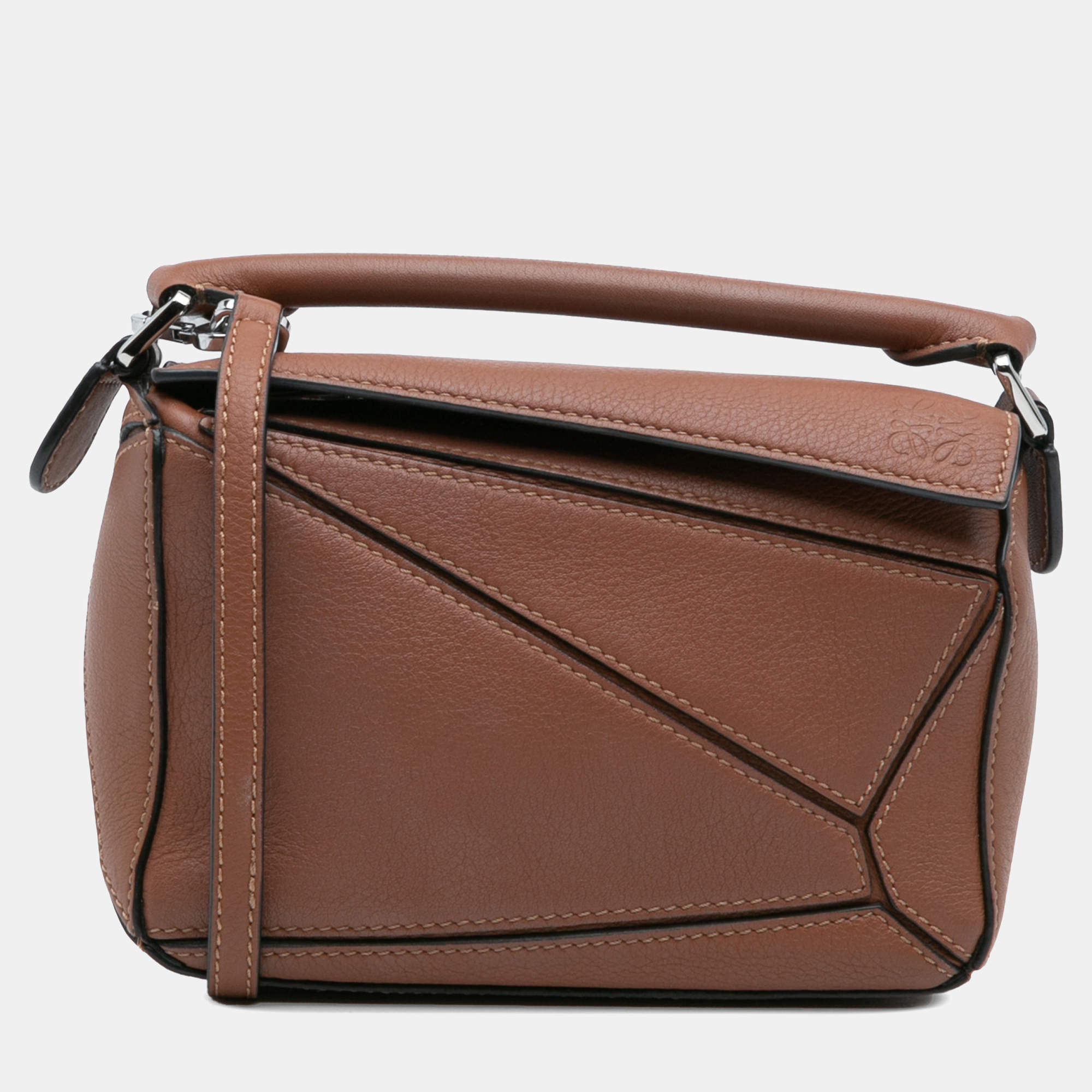 Pre Owned Loewe Brown Mini Calfskin Puzzle Satchel