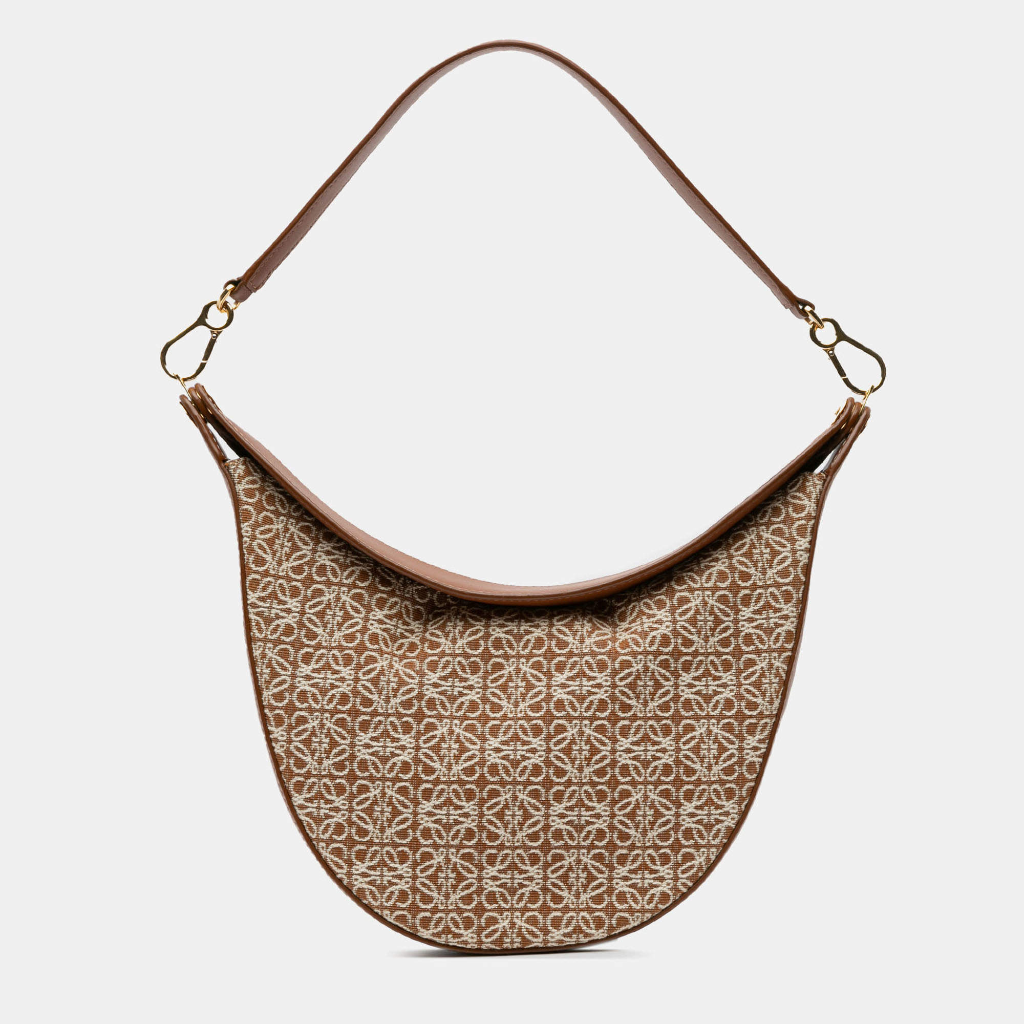 Pre Owned Loewe Brown Anagram Canvas Luna Hobo