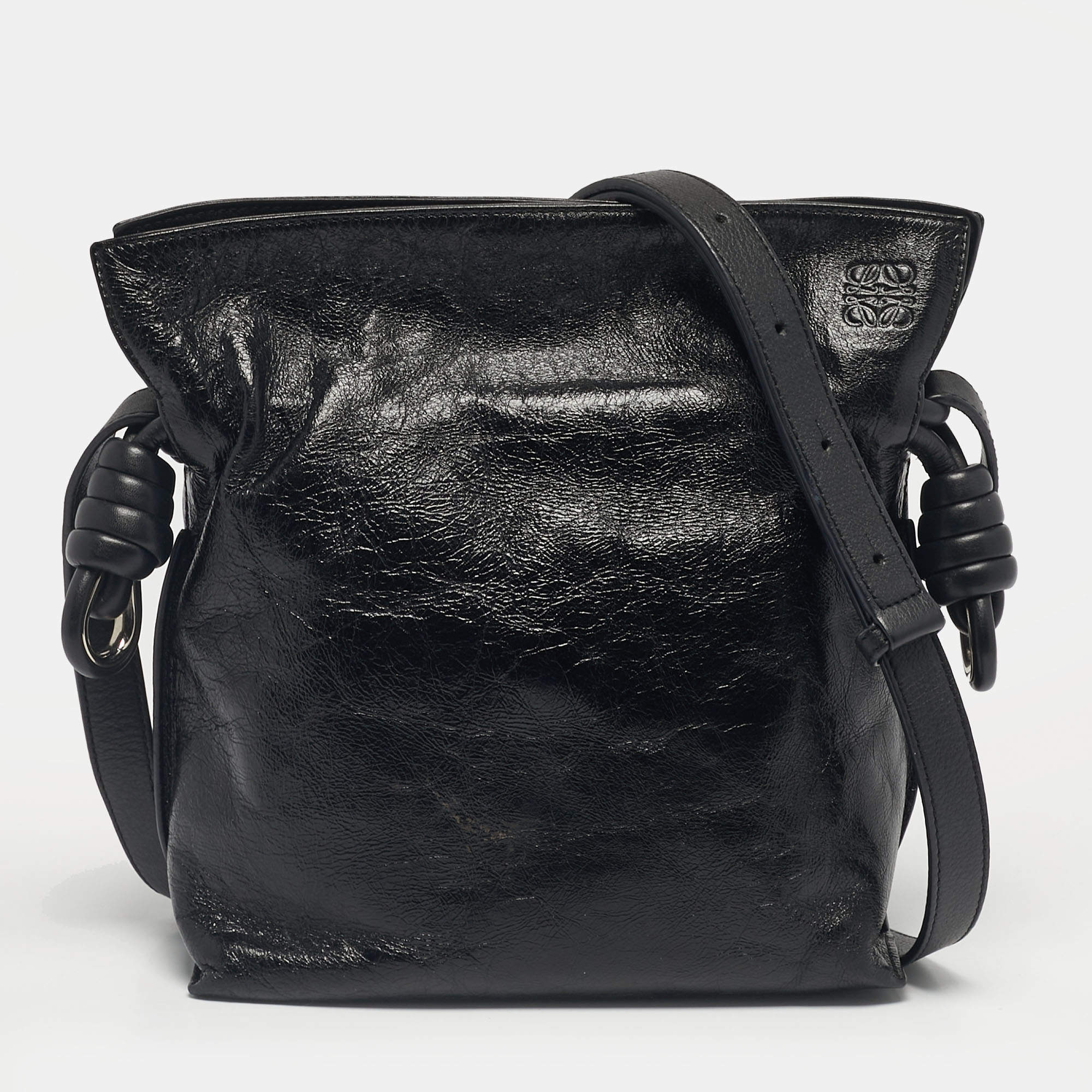 Pre Owned Loewe Black Leather Flamenco Shoulder Bag
