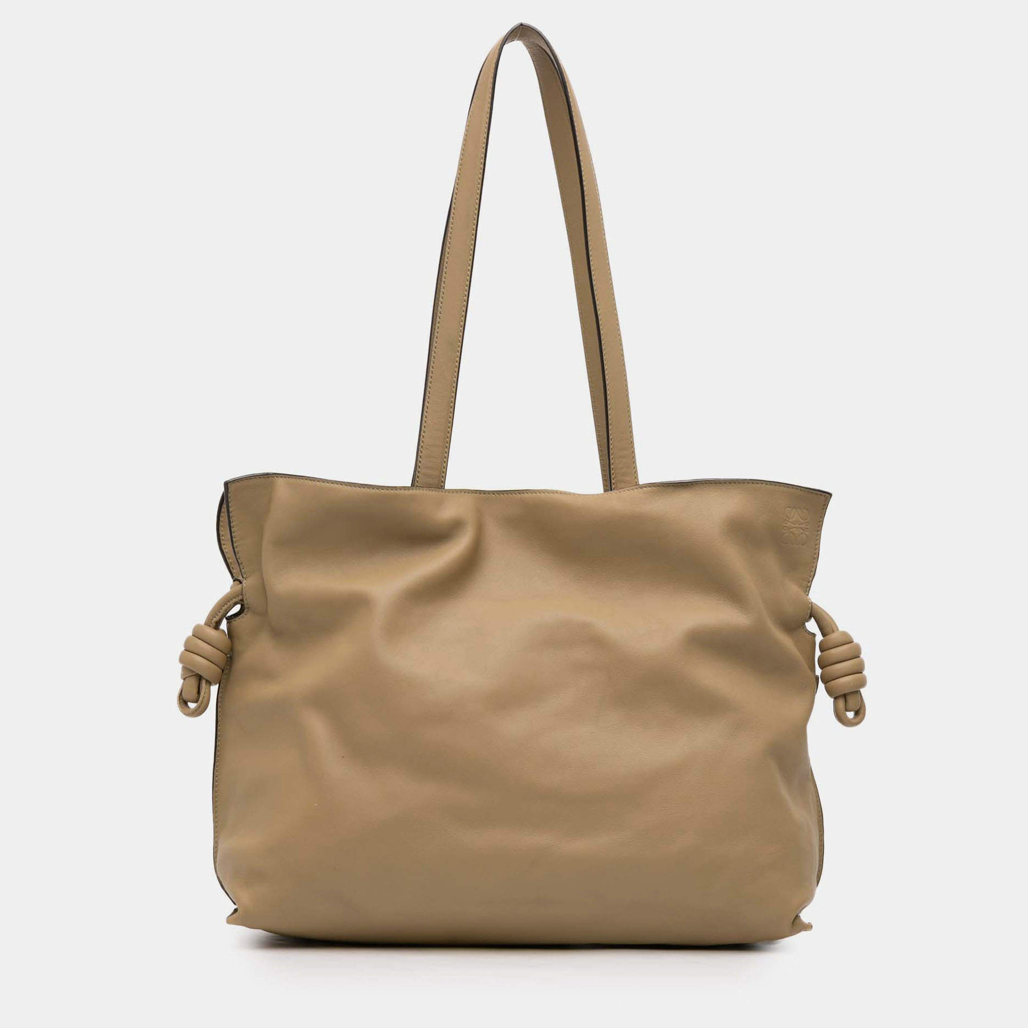 Pre Owned Loewe Brown Large Calfskin Flamenco Knot Clutch