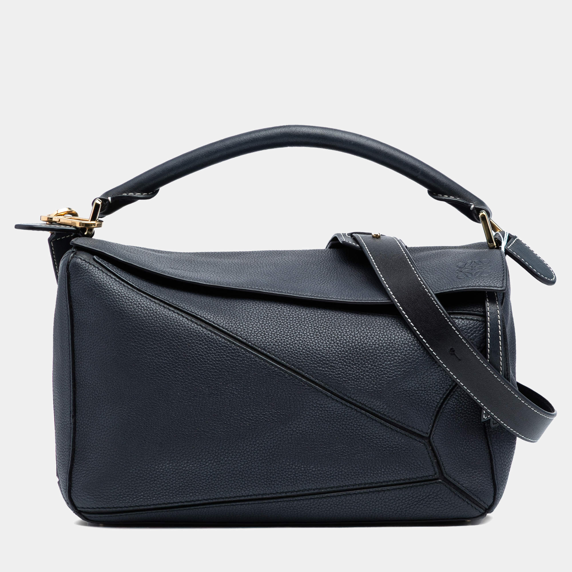 Pre Owned Loewe Black Medium Calfskin Puzzle Satchel