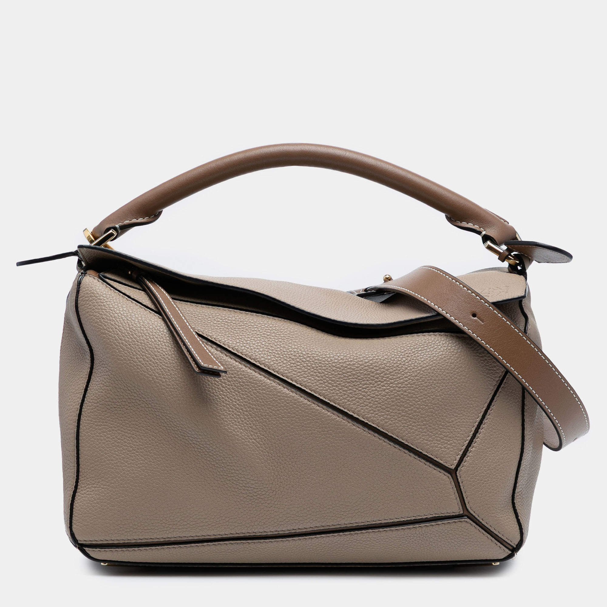 Pre Owned Loewe Brown Medium Calfskin Puzzle Satchel