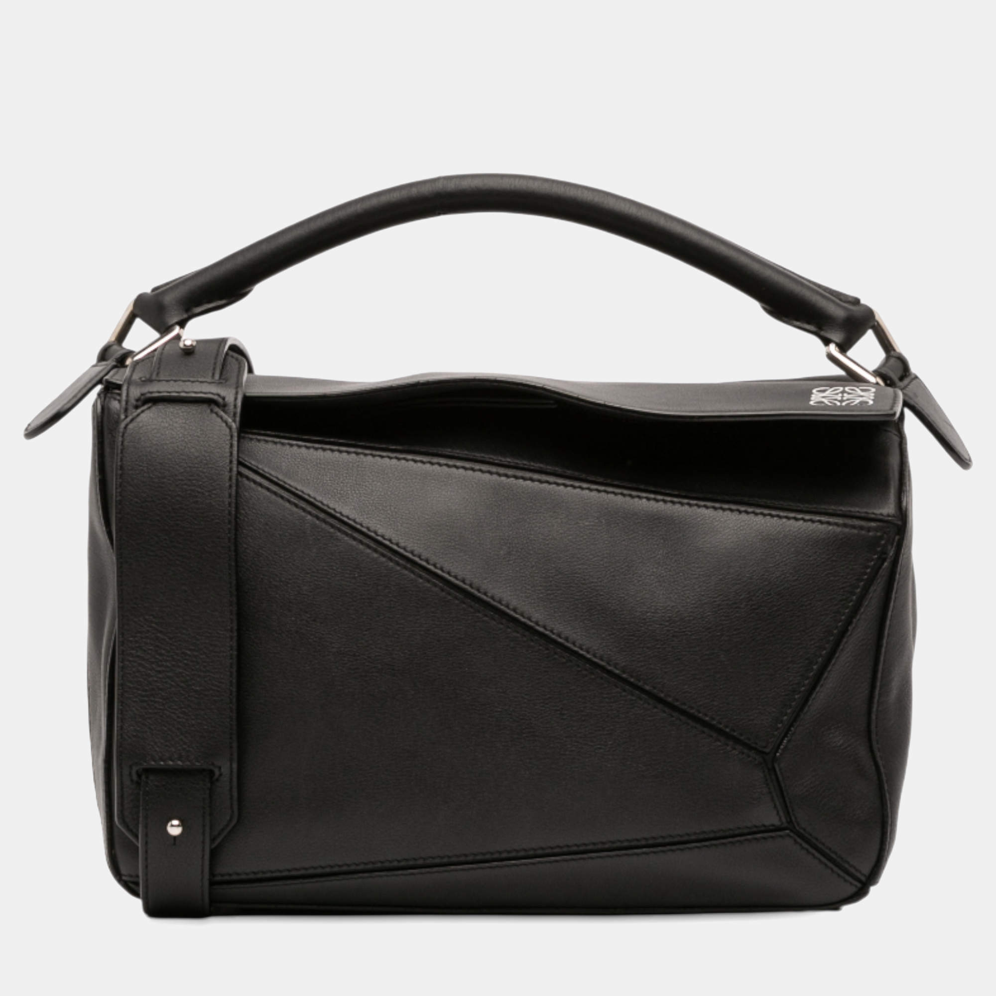 Pre Owned Loewe Black Medium Calfskin Puzzle Satchel