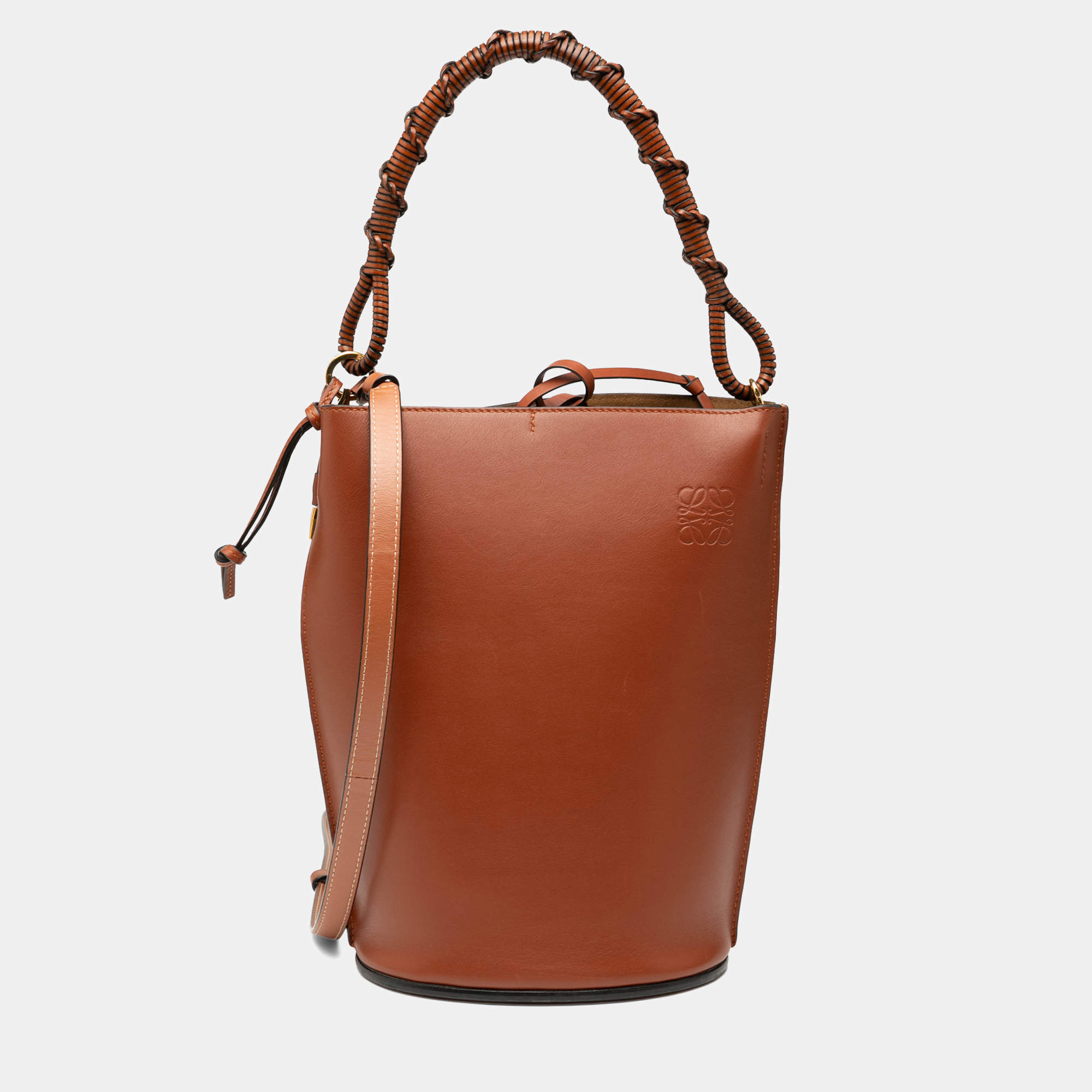 Pre Owned Loewe Brown Leather Gate Bucket Bag