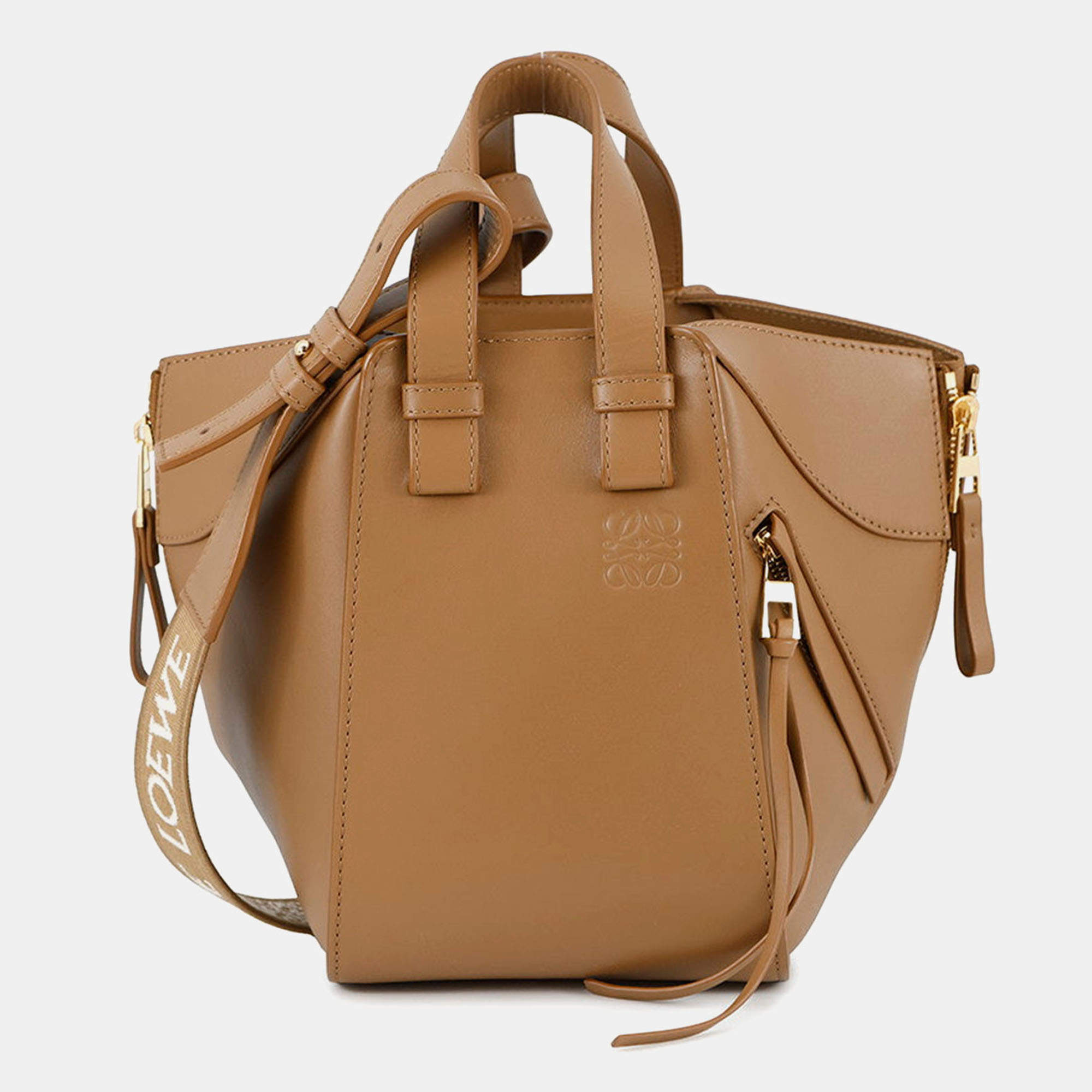 Pre Owned Loewe Hammock Oak Brown Calf Leather Size Compact