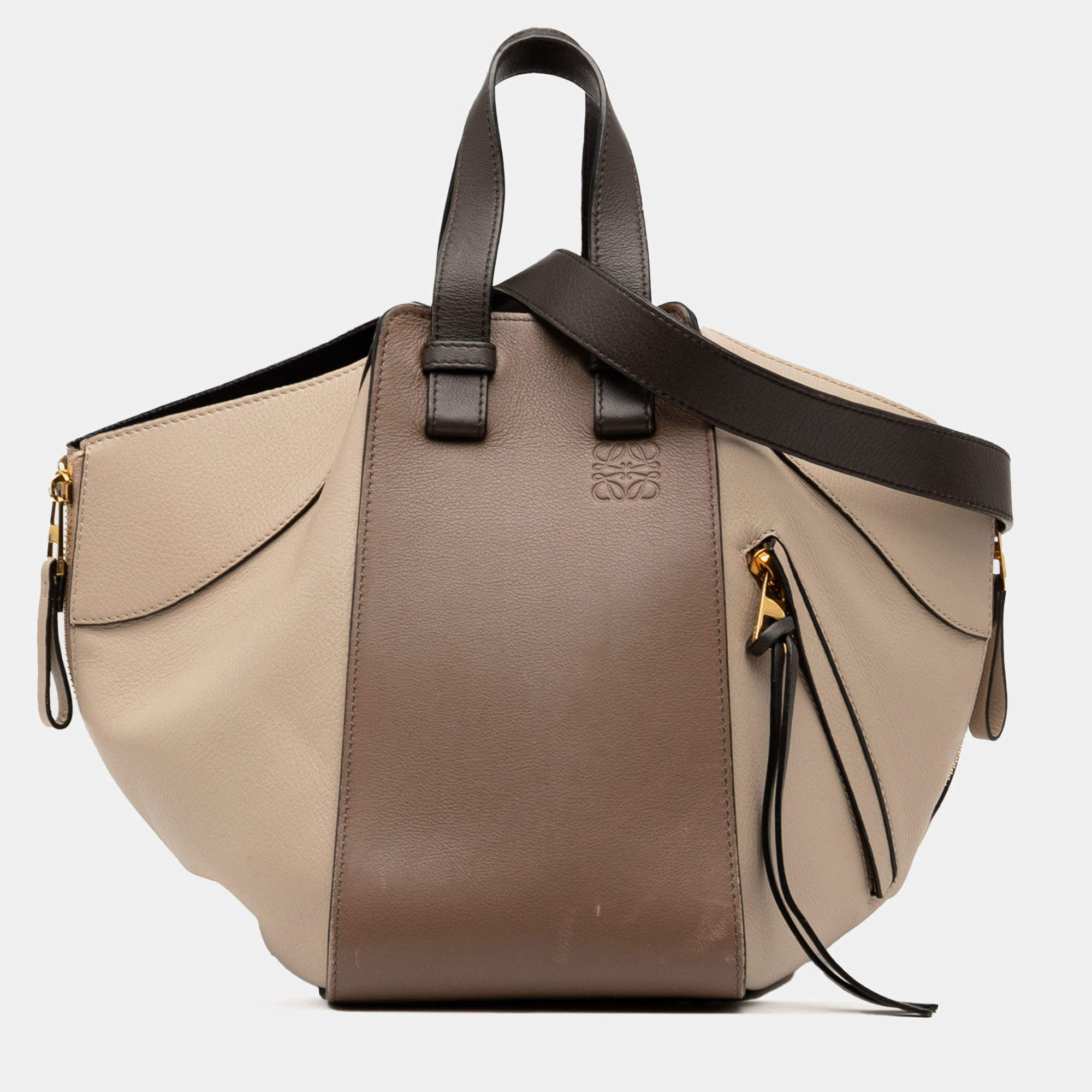 مملوكة مسبقًا Loewe Brown Small Tricolor Soft Grained Calfskin Hammock Bag