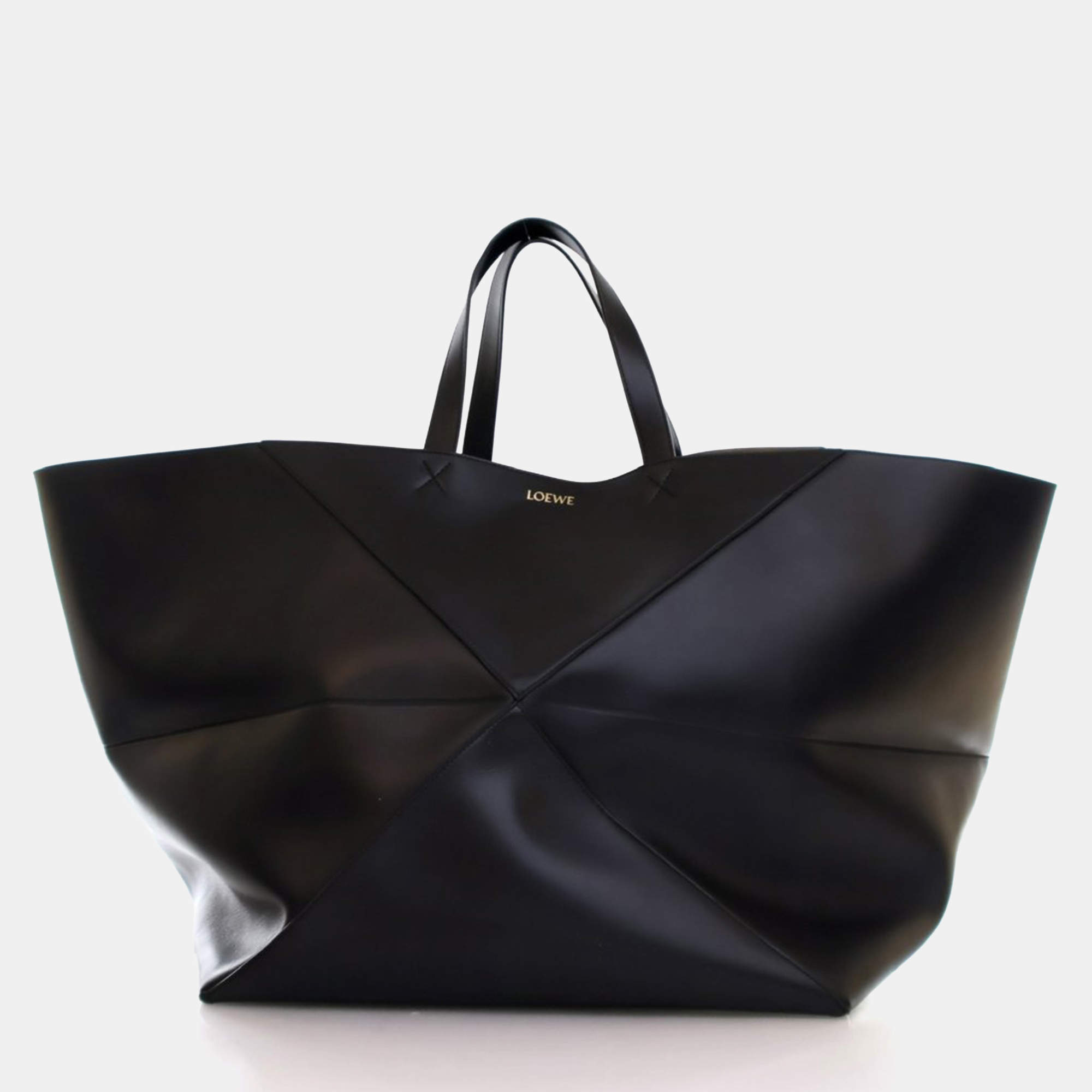 Pre Owned Loewe XXL Black Calfskin Puzzle Fold Tote
