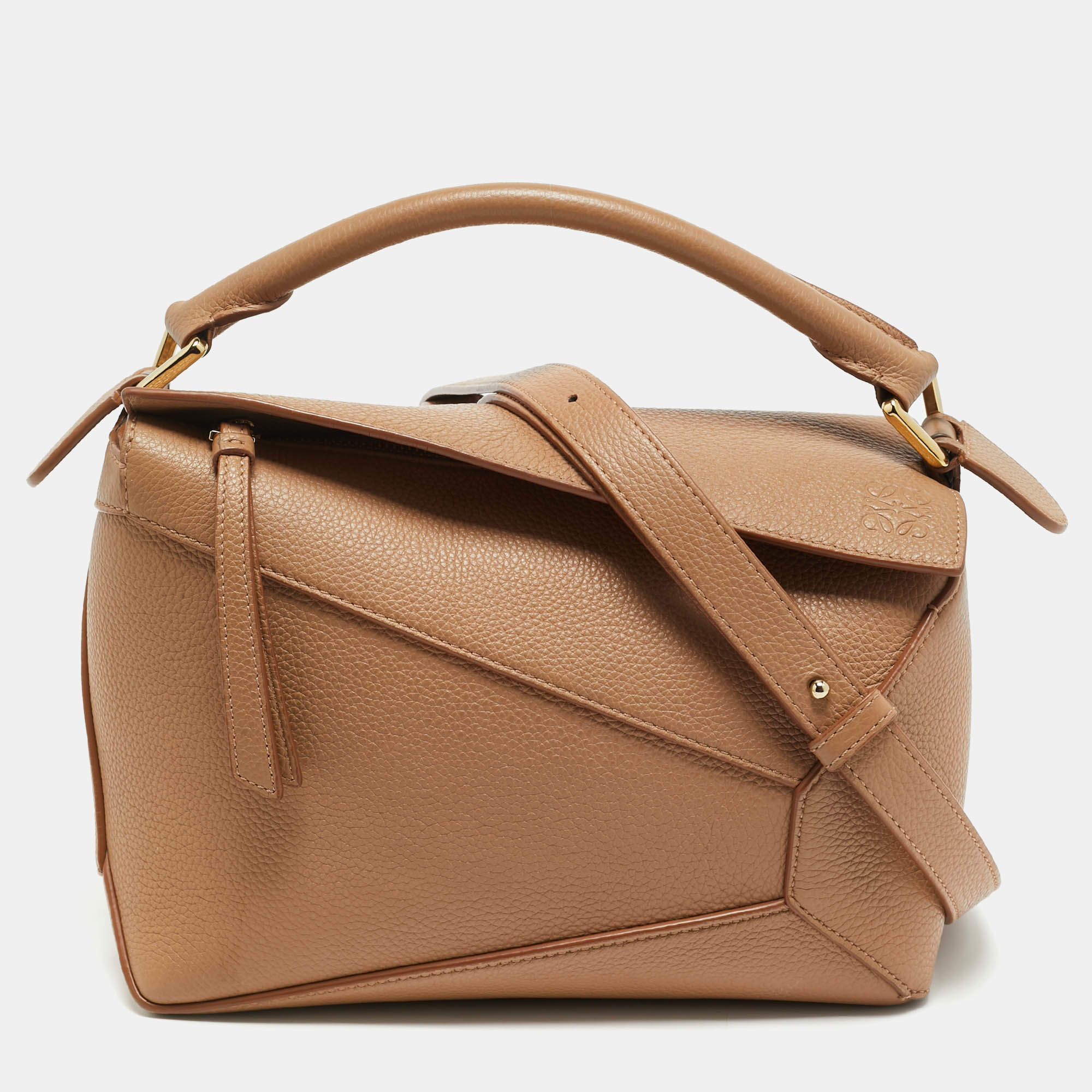 مملوكة مسبقًا Loewe Puzzle Small Beige Leather Shoulder Bag