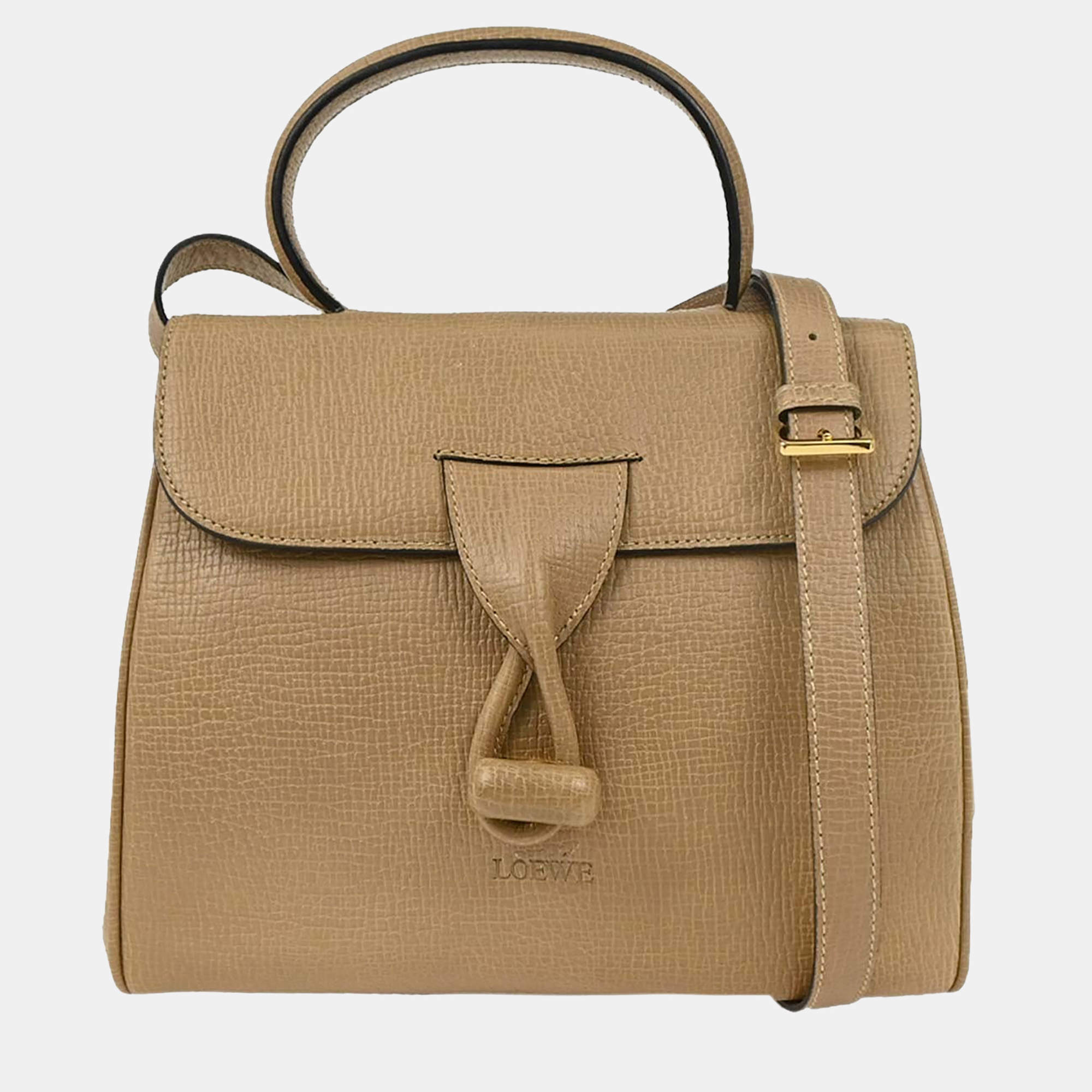 Pre Owned Loewe Beige Leather 2Way Handbag