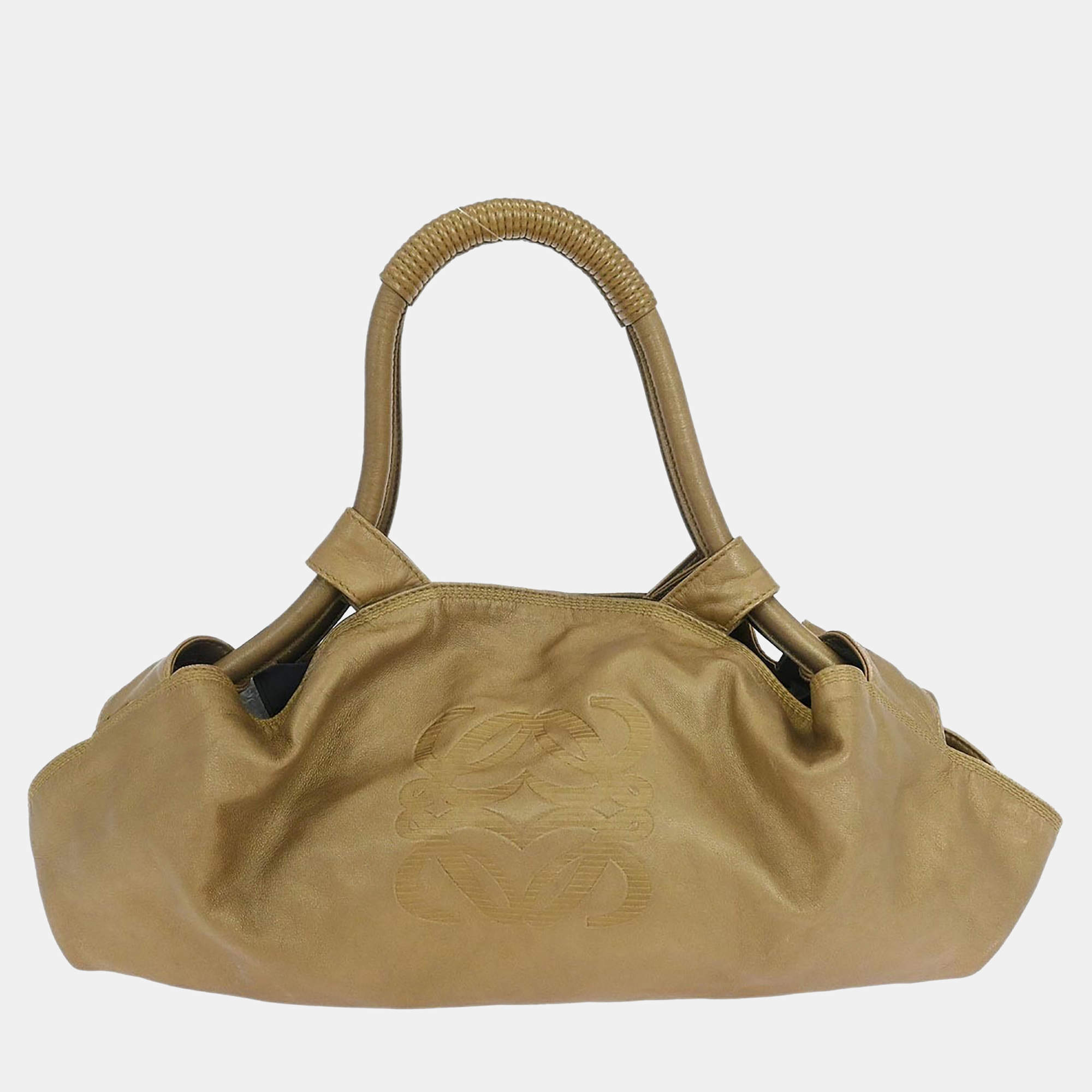 Pre Owned Loewe Gold Lambskin Nappa Aire Handbag