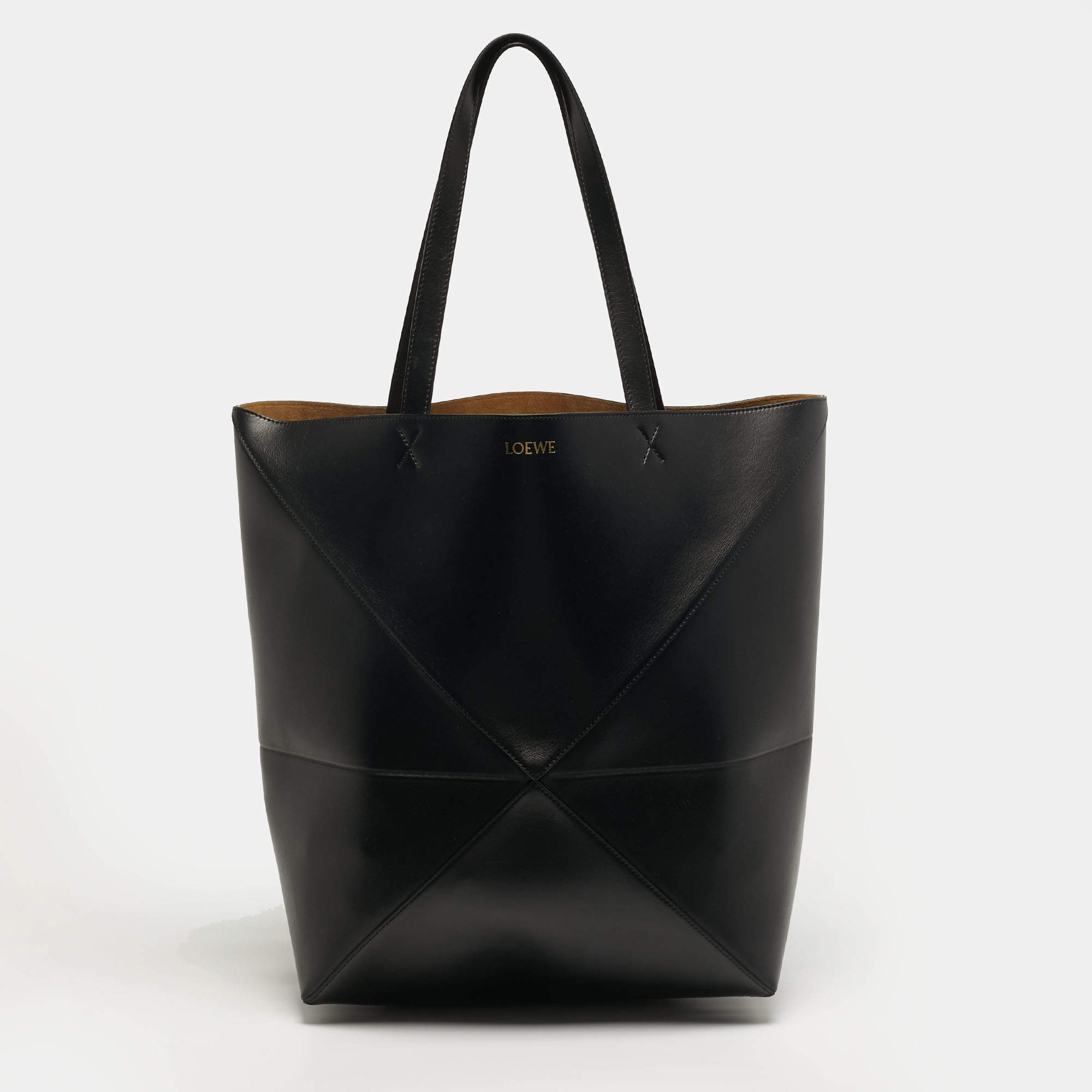 Pre Owned Loewe Puzzle Fold Black Leather Tote