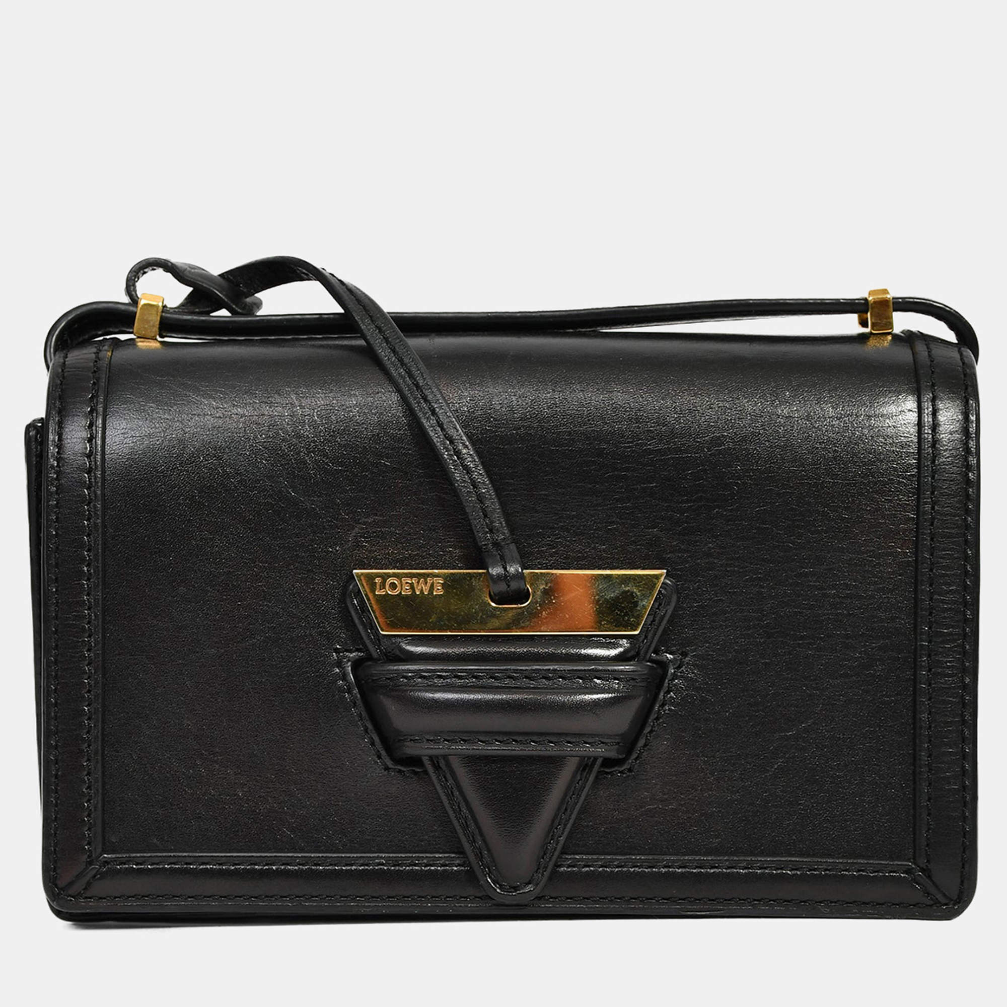 Pre Owned Loewe 2016 Black Leather Barcelona Crossbody Bag