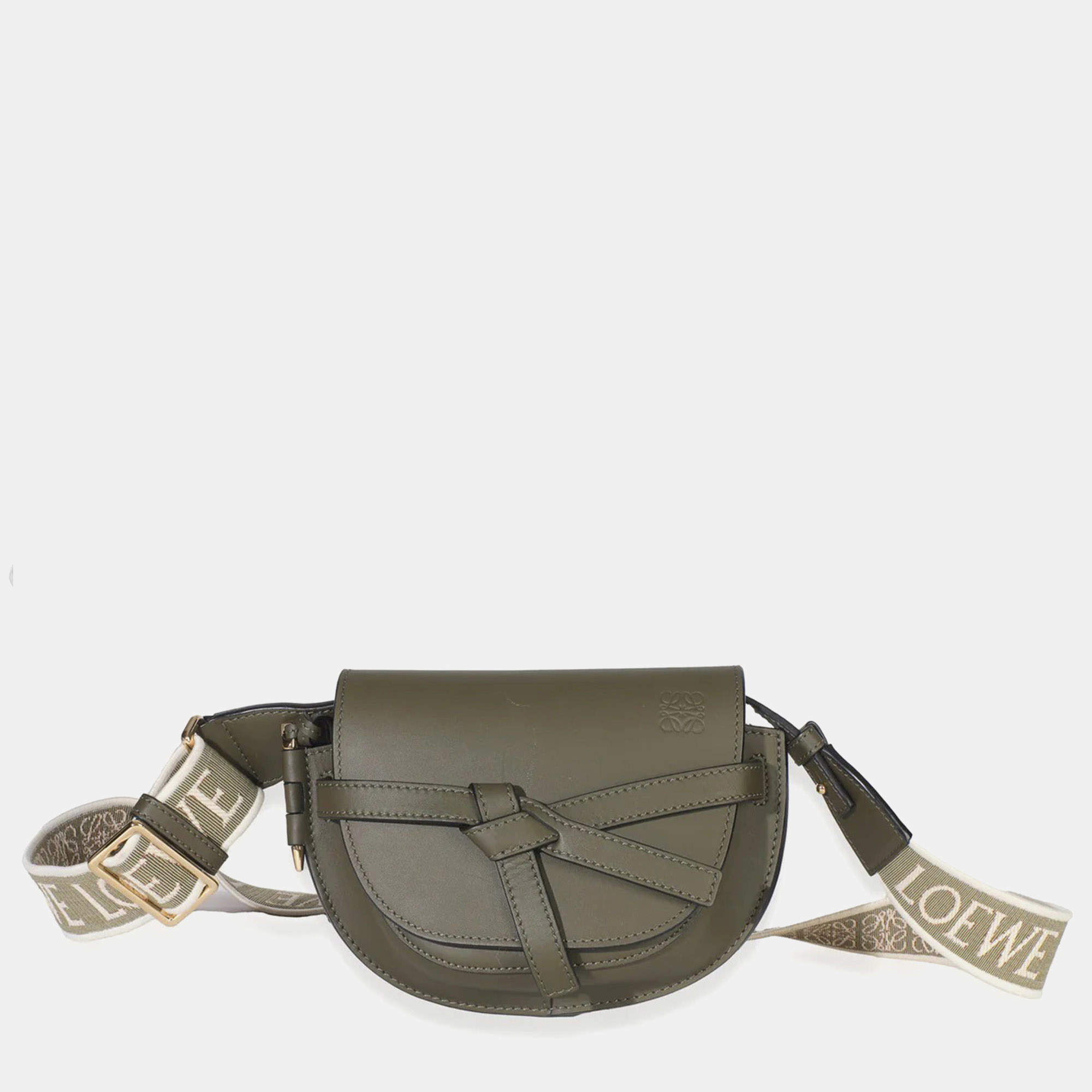 مملوكة مسبقًا Loewe Khaki Calfskin Mini Gate Dual Bag