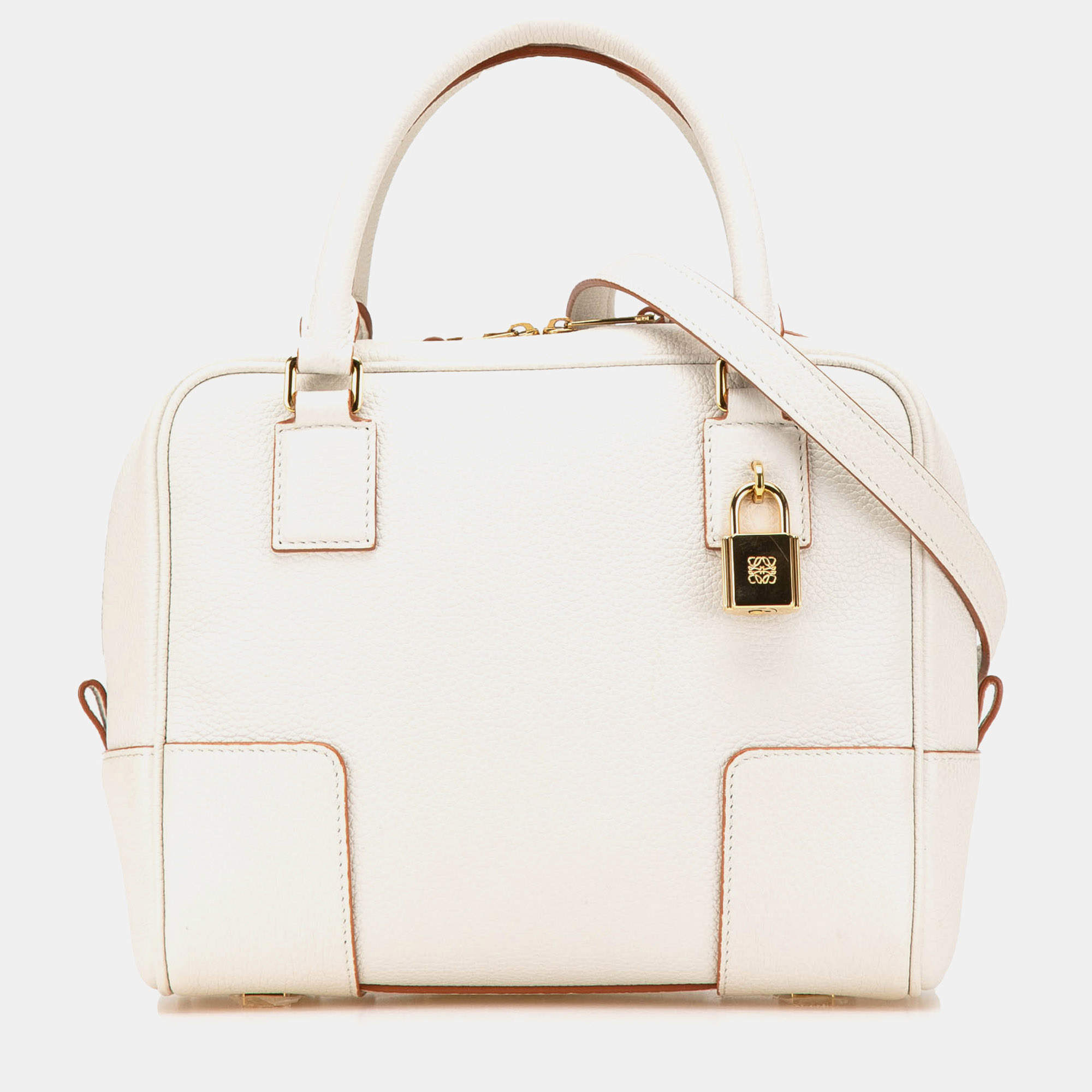 Pre Owned حقيبة لويفي أمازونا مربعة جلد أبيض 19