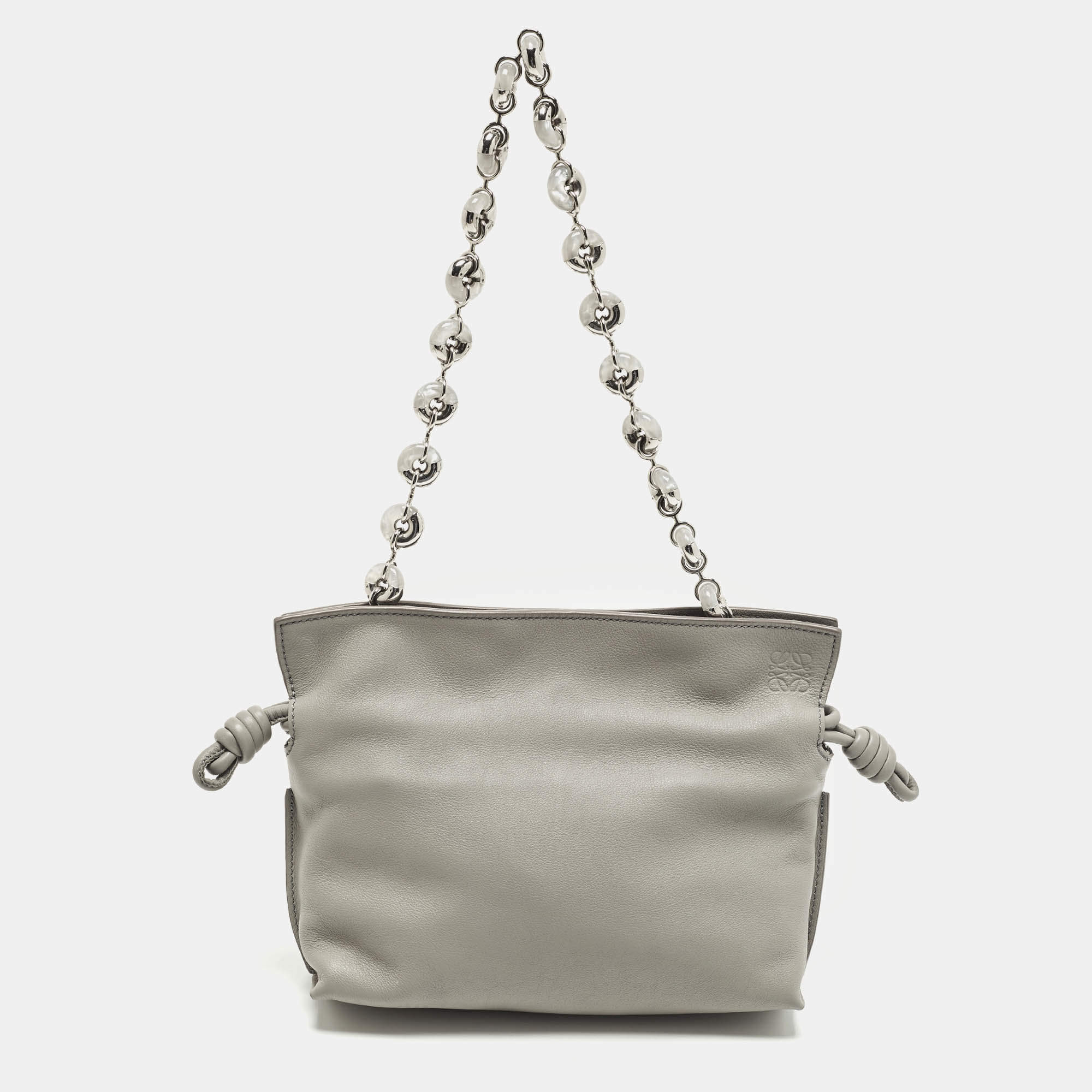 مملوكة مسبقًا Loewe Flamenco Grey Leather Shoulder Bag