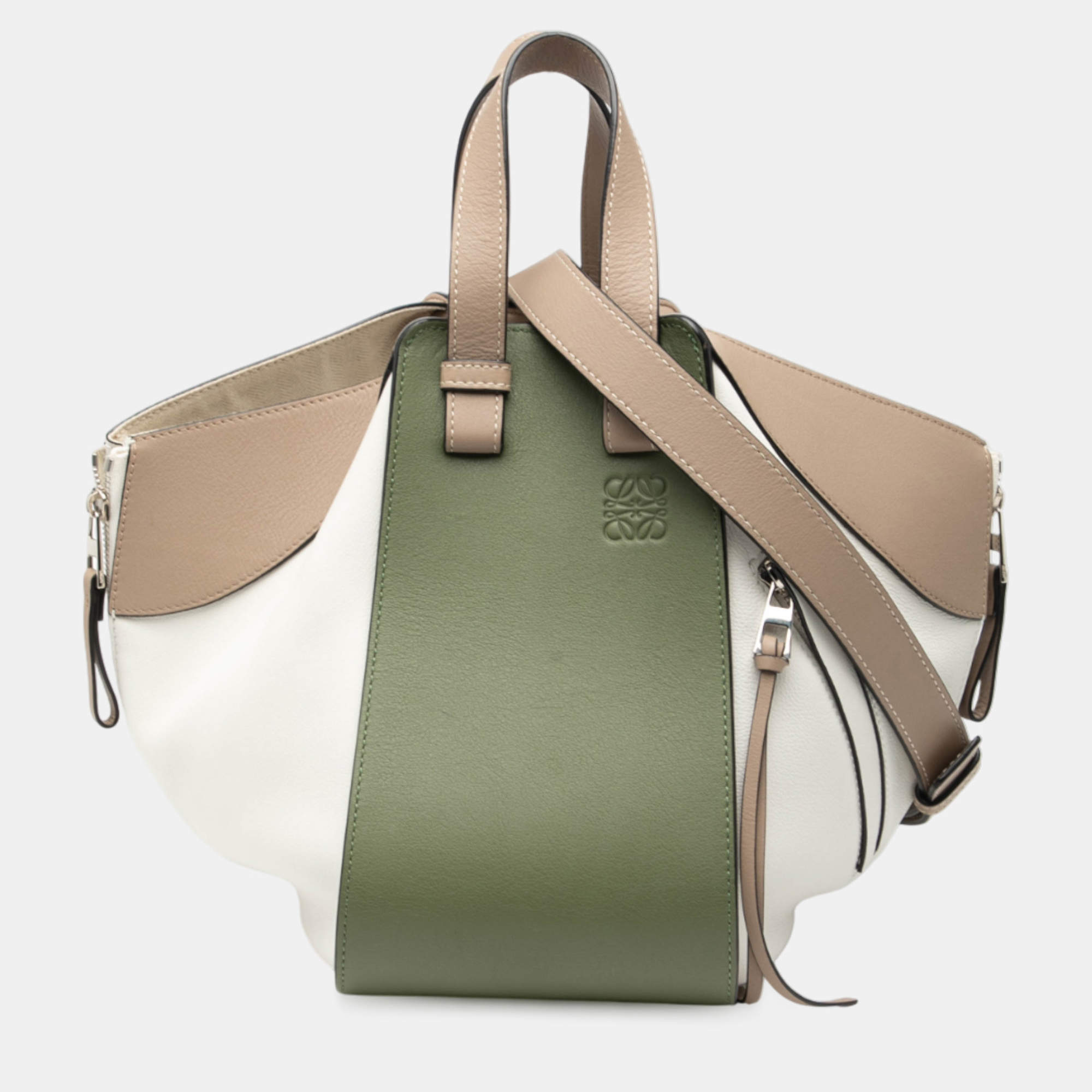 مملوكة مسبقًا Loewe Green Small Tricolor Soft Grained Calfskin Hammock Bag