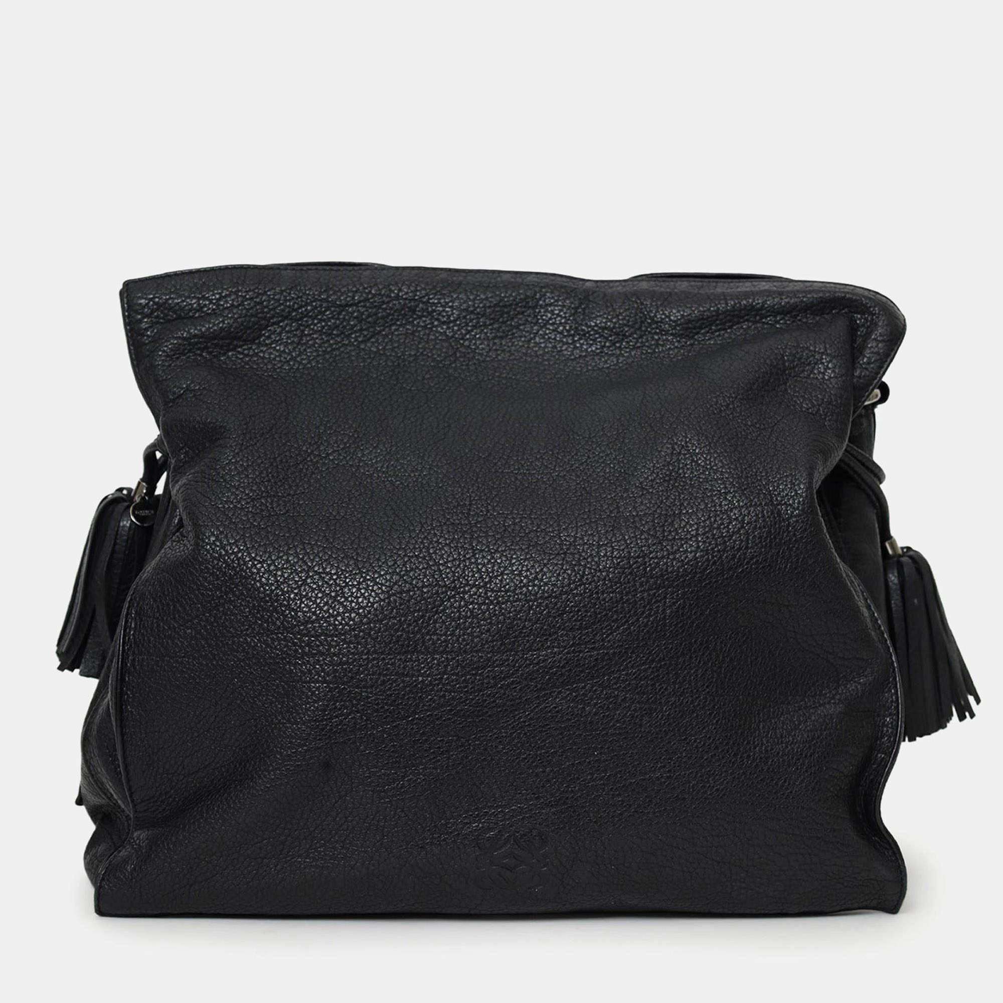 Pre Owned حقيبة كتف لووي فلامنكو مع شرابة جلد أسود 2014