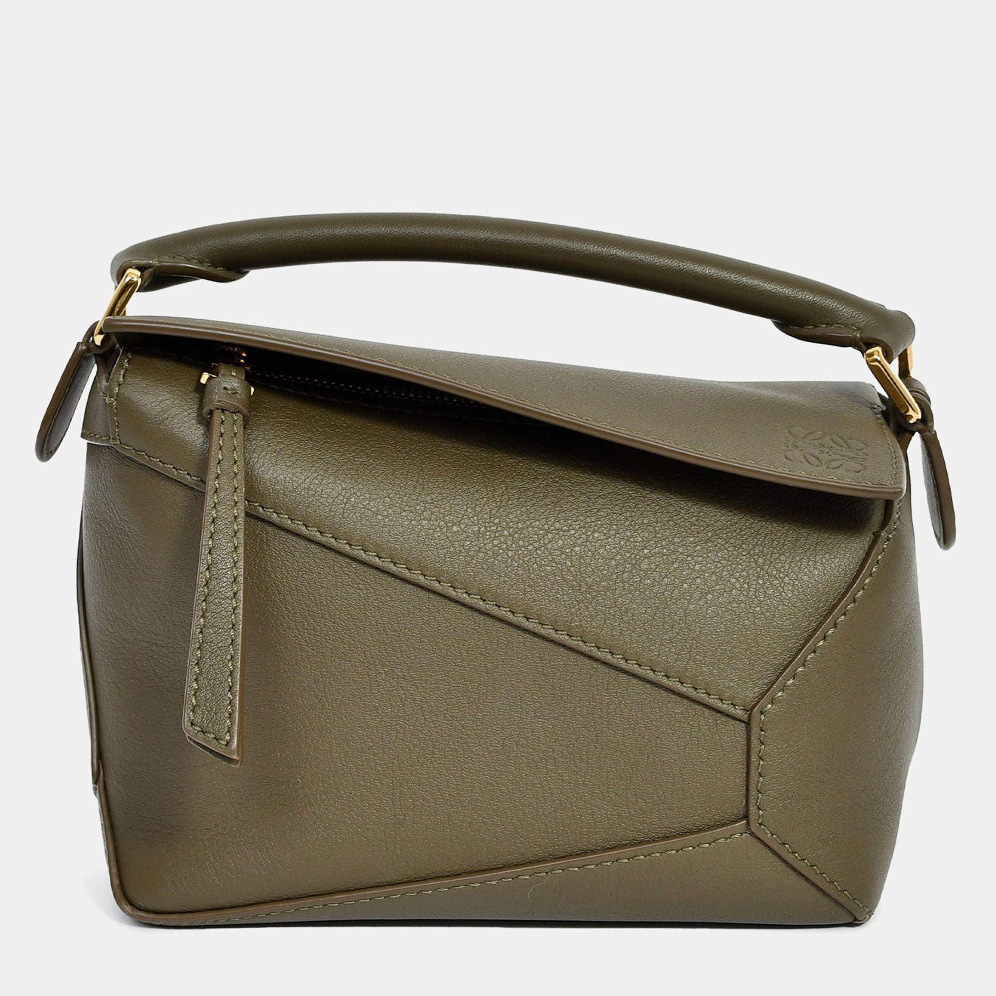Pre Owned Loewe 2024 Dark Khaki Mini Puzzle Edge Shoulder Bag
