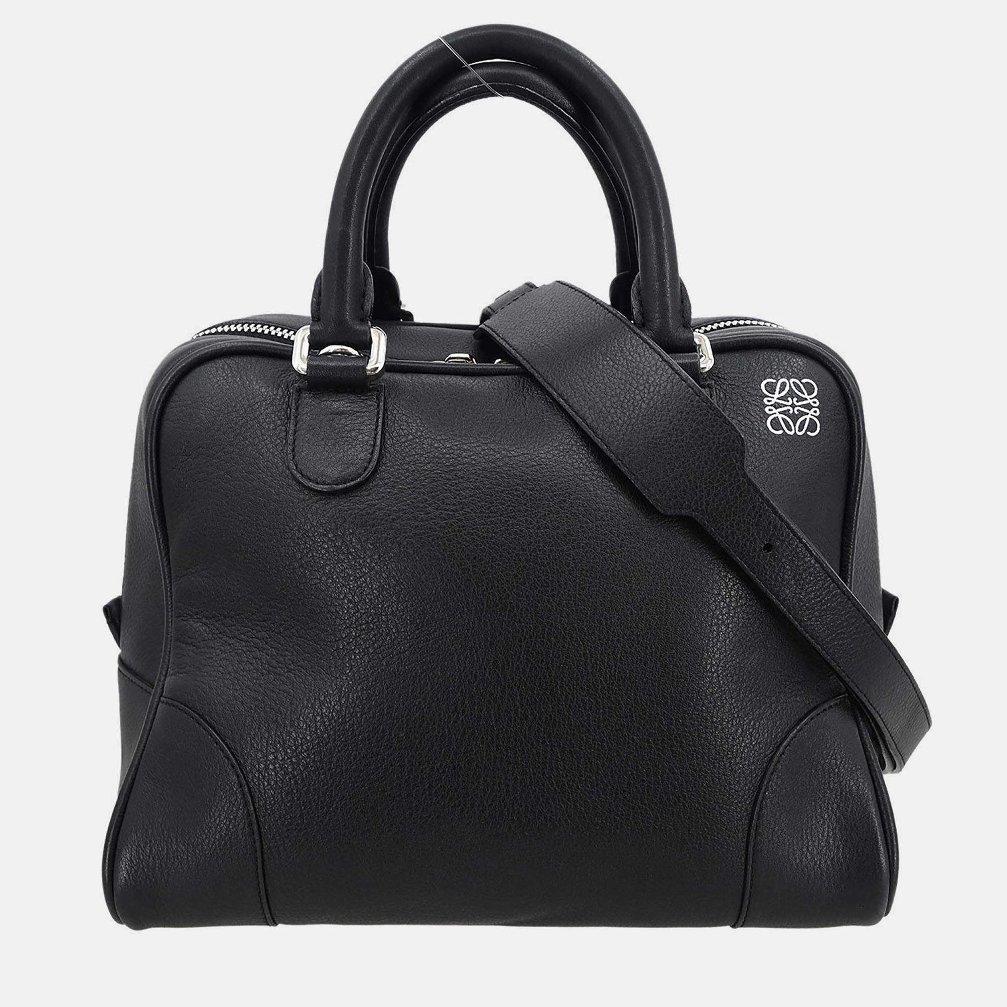 Pre Owned Loewe Black Amazona 75 Handbag