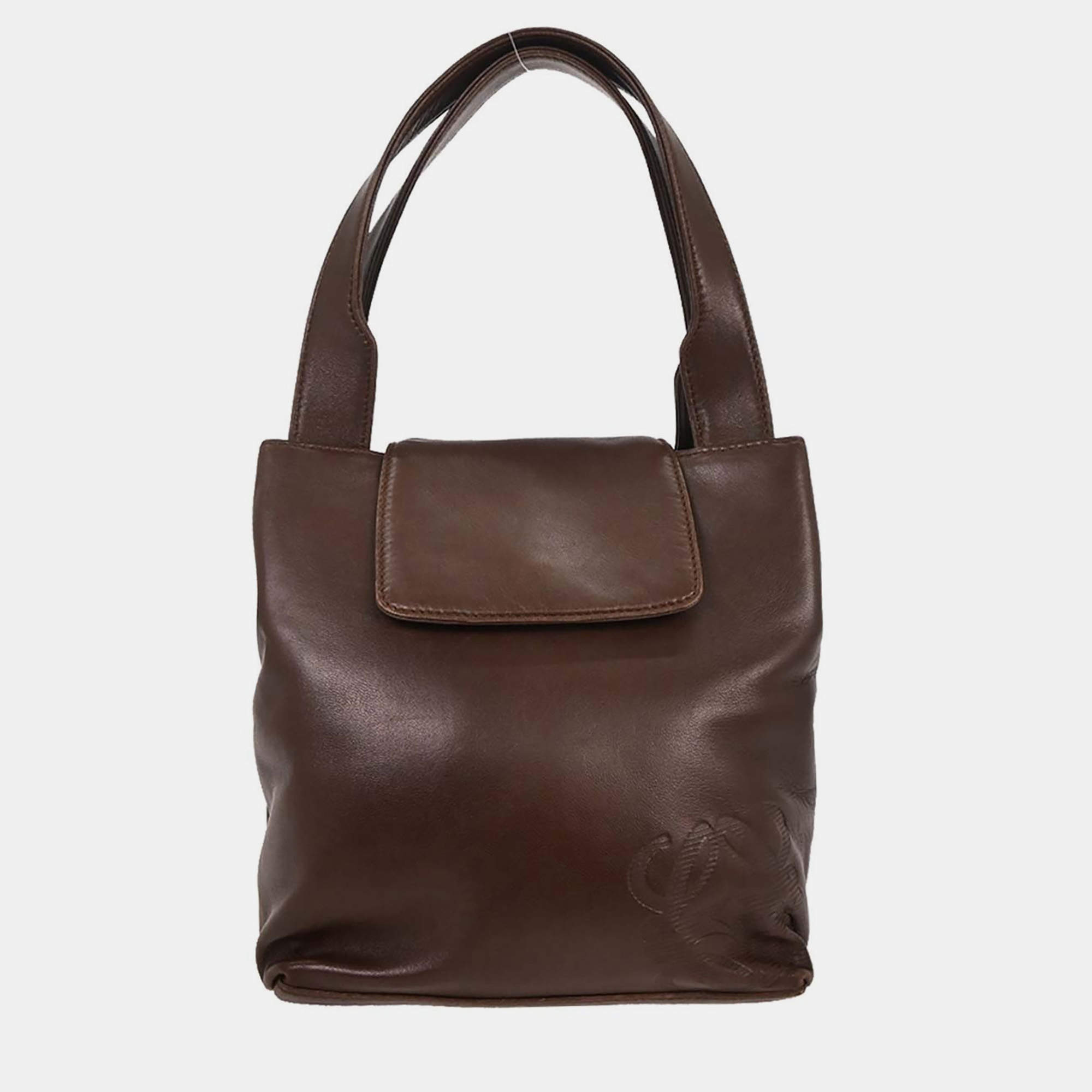 Pre Owned Loewe Brown Lambskin Handbag