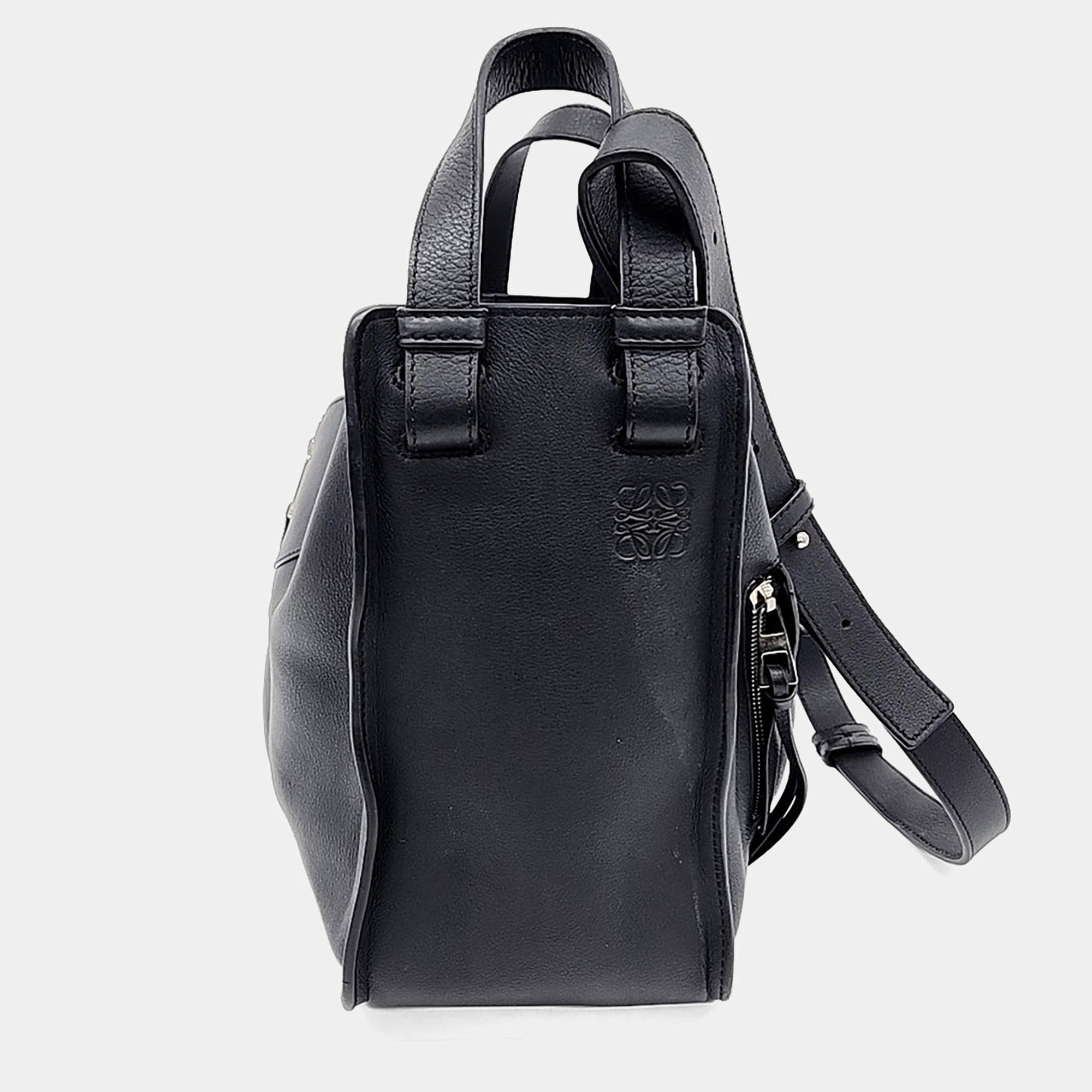 Pre Owned Loewe Black Leather Hammock Bag Small