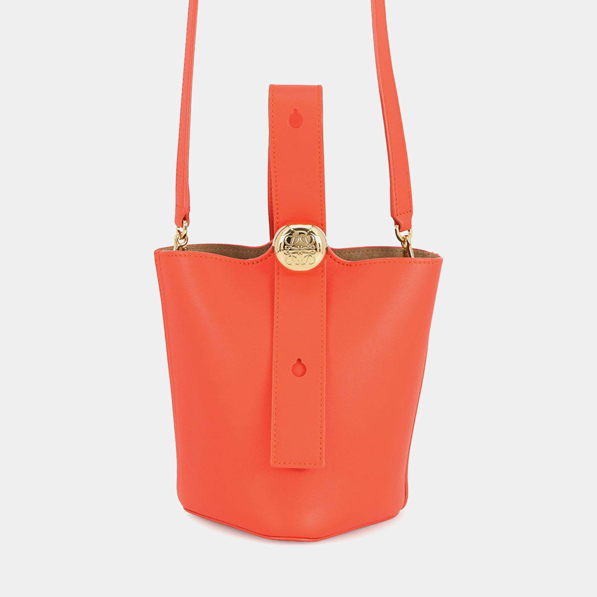 مملوكة مسبقًا Loewe Pebble Bucket 2-Way Shoulder Bag Orange Leather Size Mini