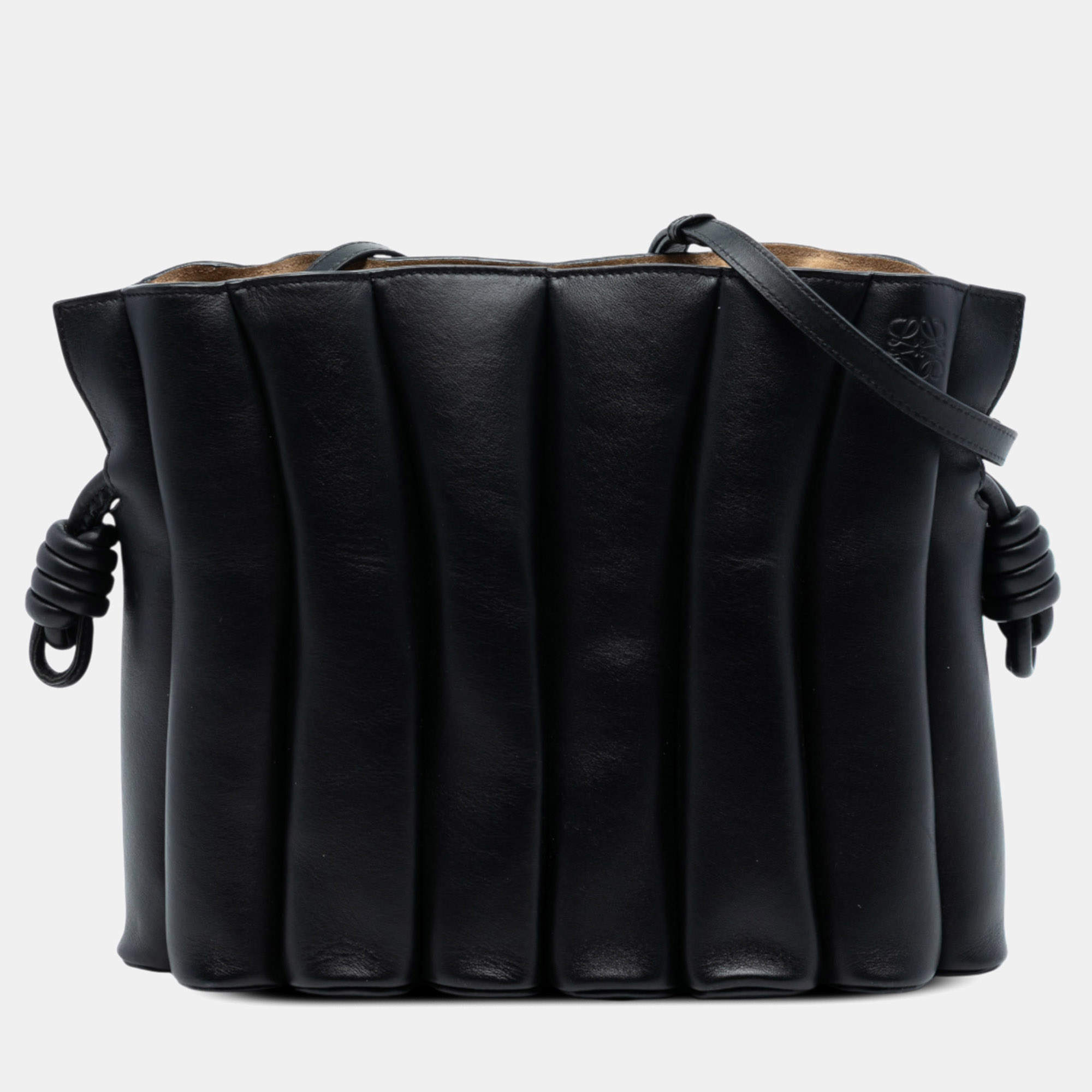 Pre Owned Loewe Black Calfskin Ondas Flamenco Knot Crossbody