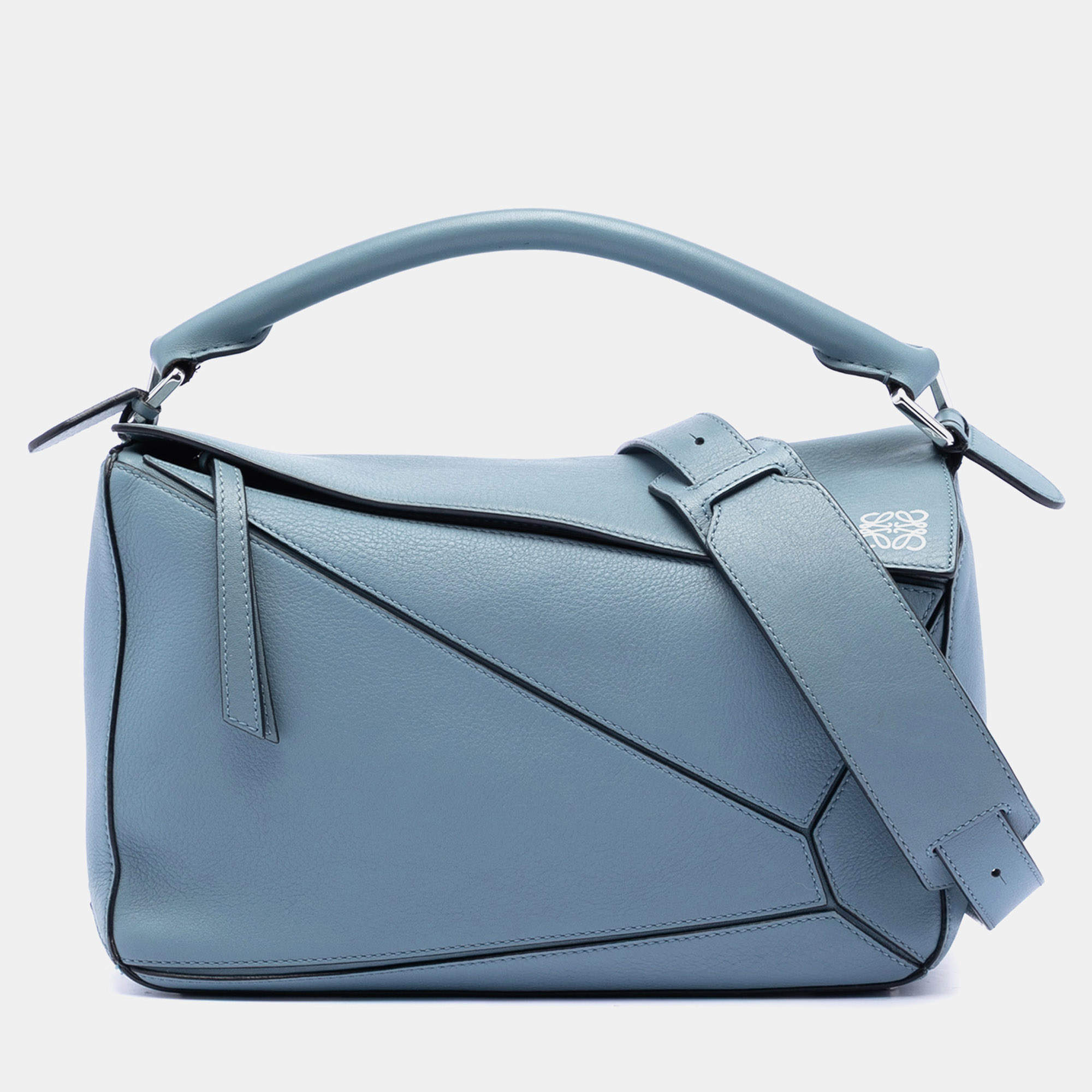 Pre Owned Loewe Blue Medium Calfskin Puzzle Satchel
