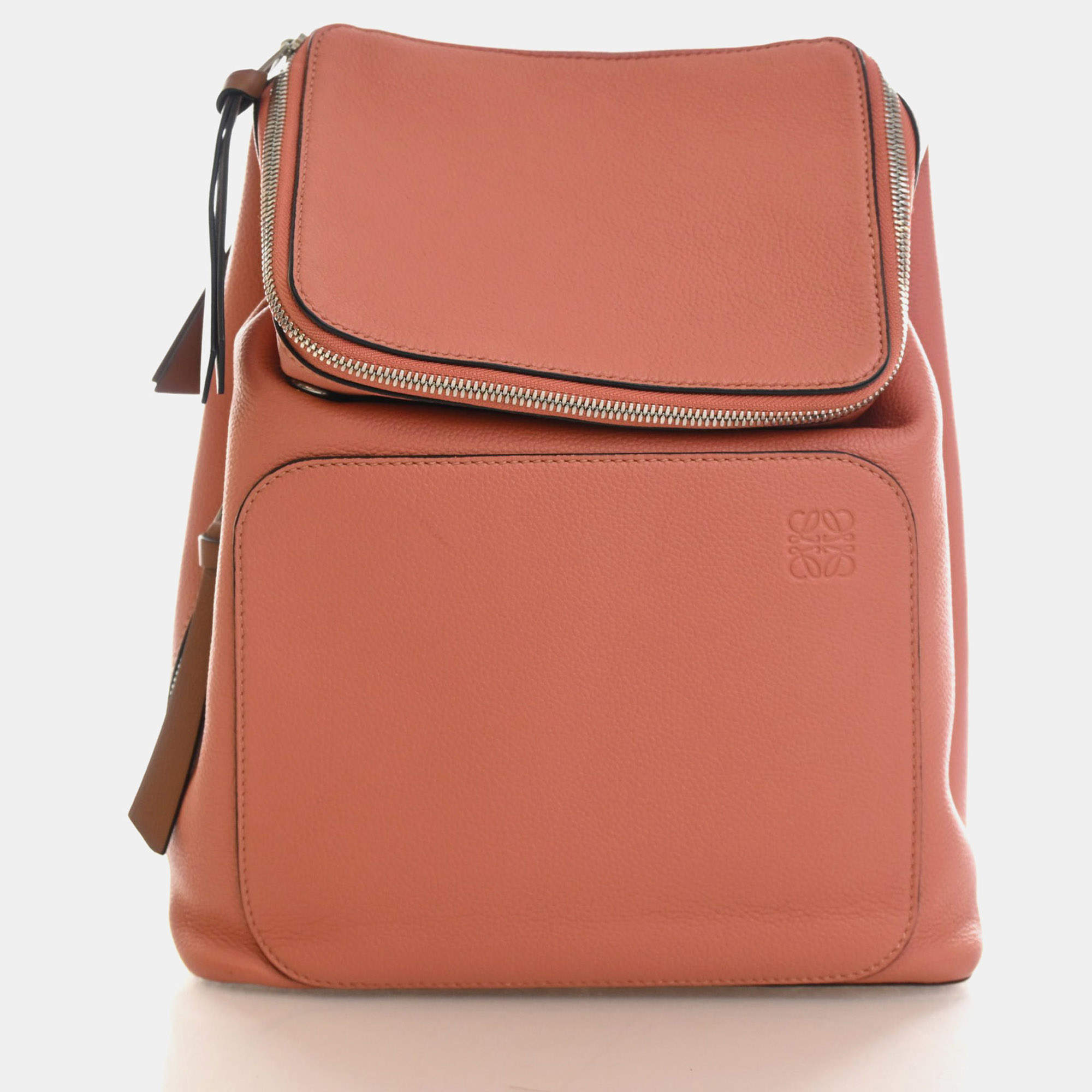 Pre Owned Loewe Goya Small Pink Tan Calfskin Leather Backpack Bag