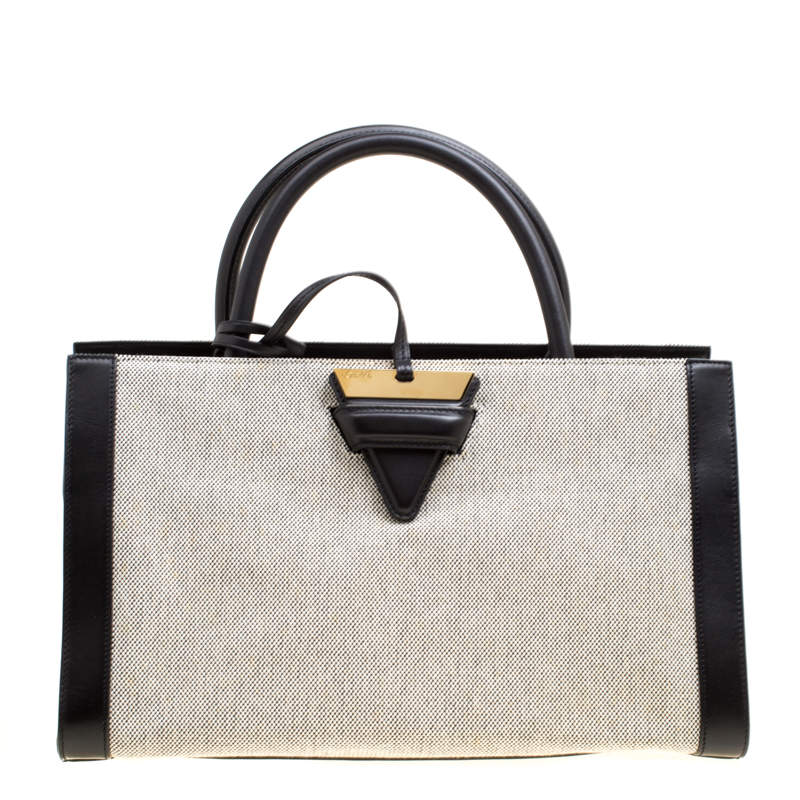 Loewe Black/Monochrome Canvas and Leather Barcelona Top Handle Bag