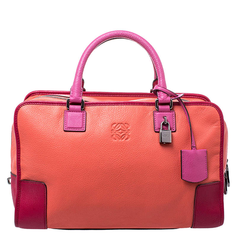 Pre Owned Loewe Tricolor Leather Amazona Satchel