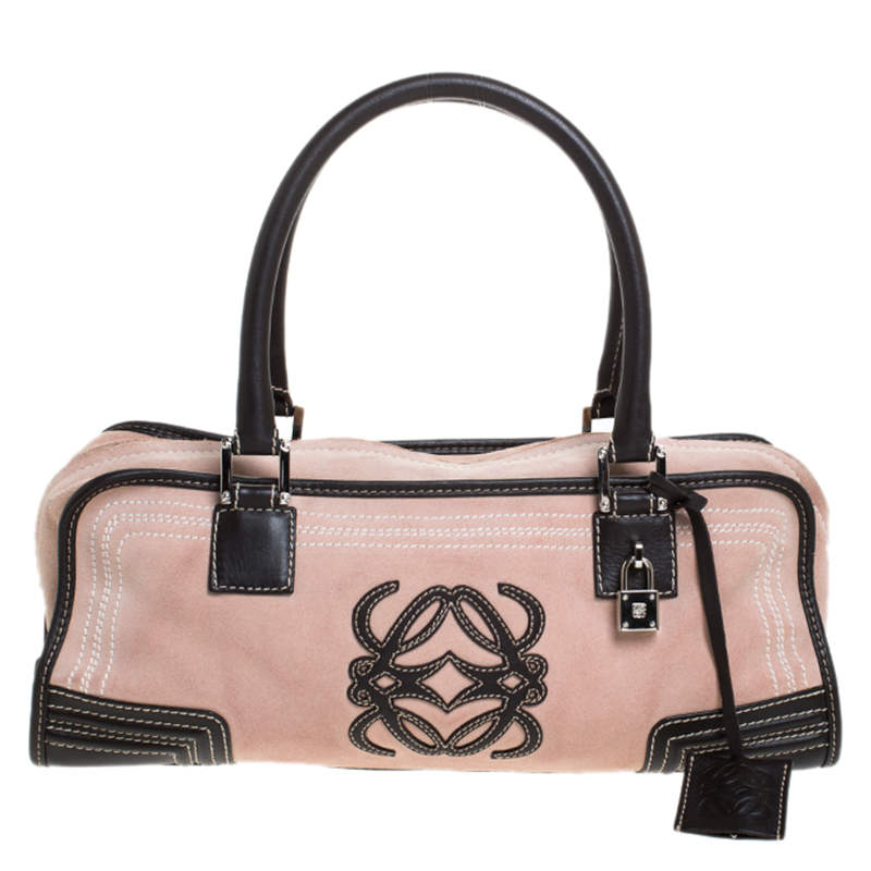 Pre Owned Loewe Pink/Brown Leather Amazona Bag