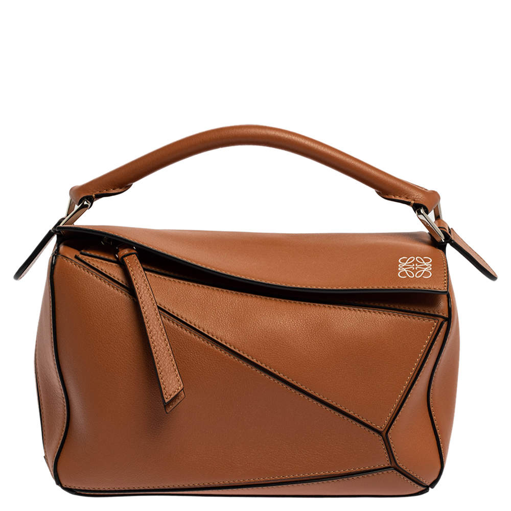Pre Owned Loewe Brown Leather Small Puzzle Shoulder Bag