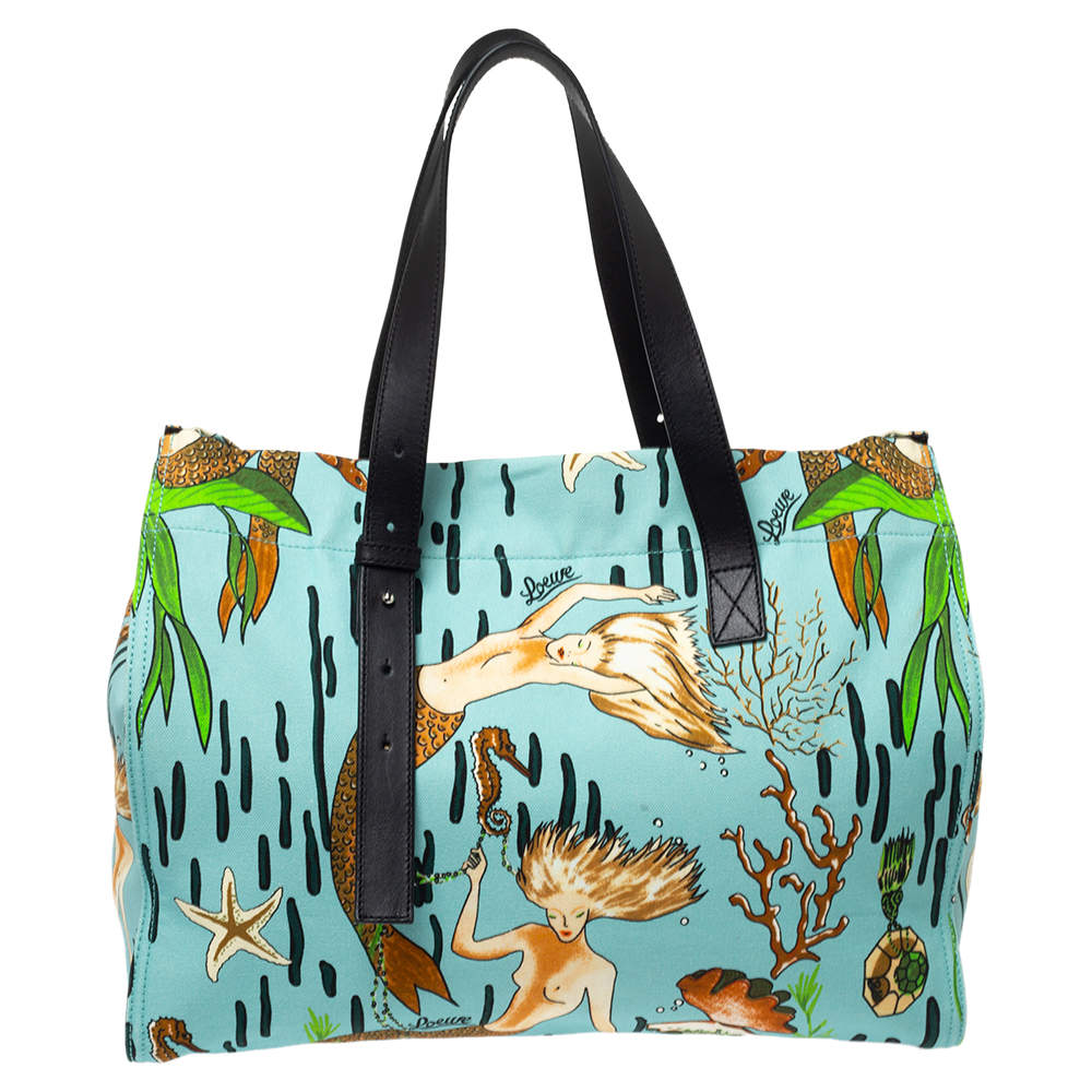 Loewe x Paula's Multicolor Ibiza Mermaid Canvas and Leather Tote Loewe