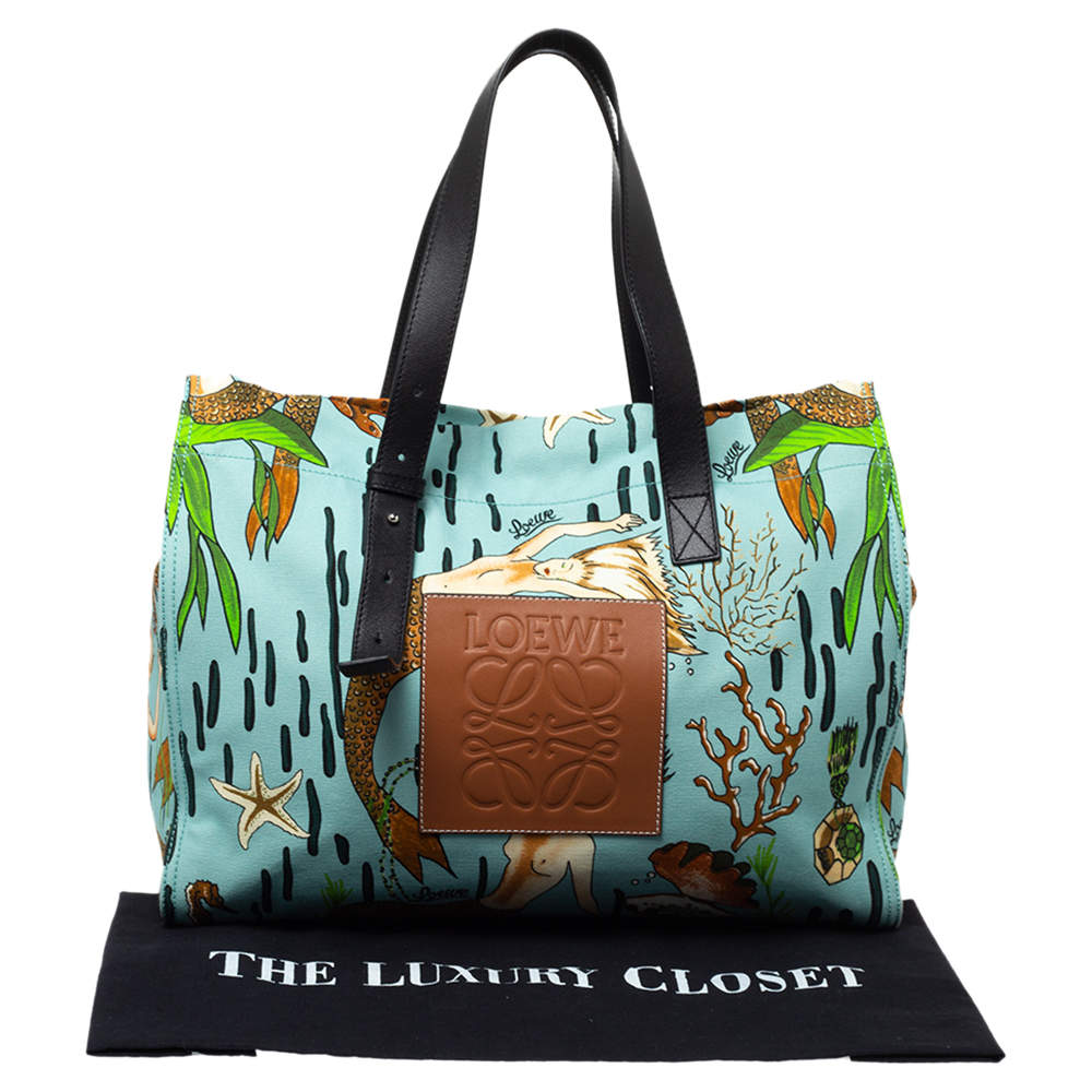 Loewe x Paula's Multicolor Ibiza Mermaid Canvas and Leather Tote Loewe