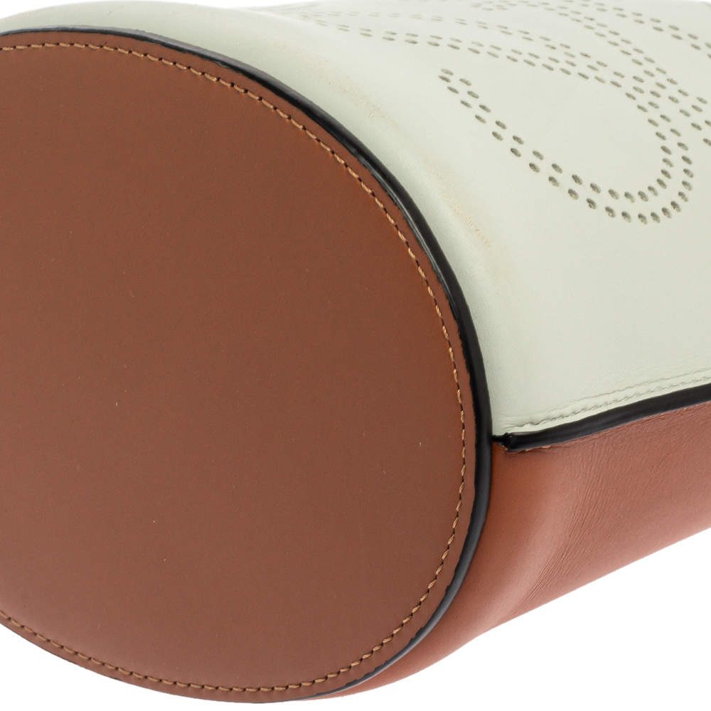 Loewe White/Brown Leather Gate Anagram Bucket Bag Loewe | The Luxury Closet