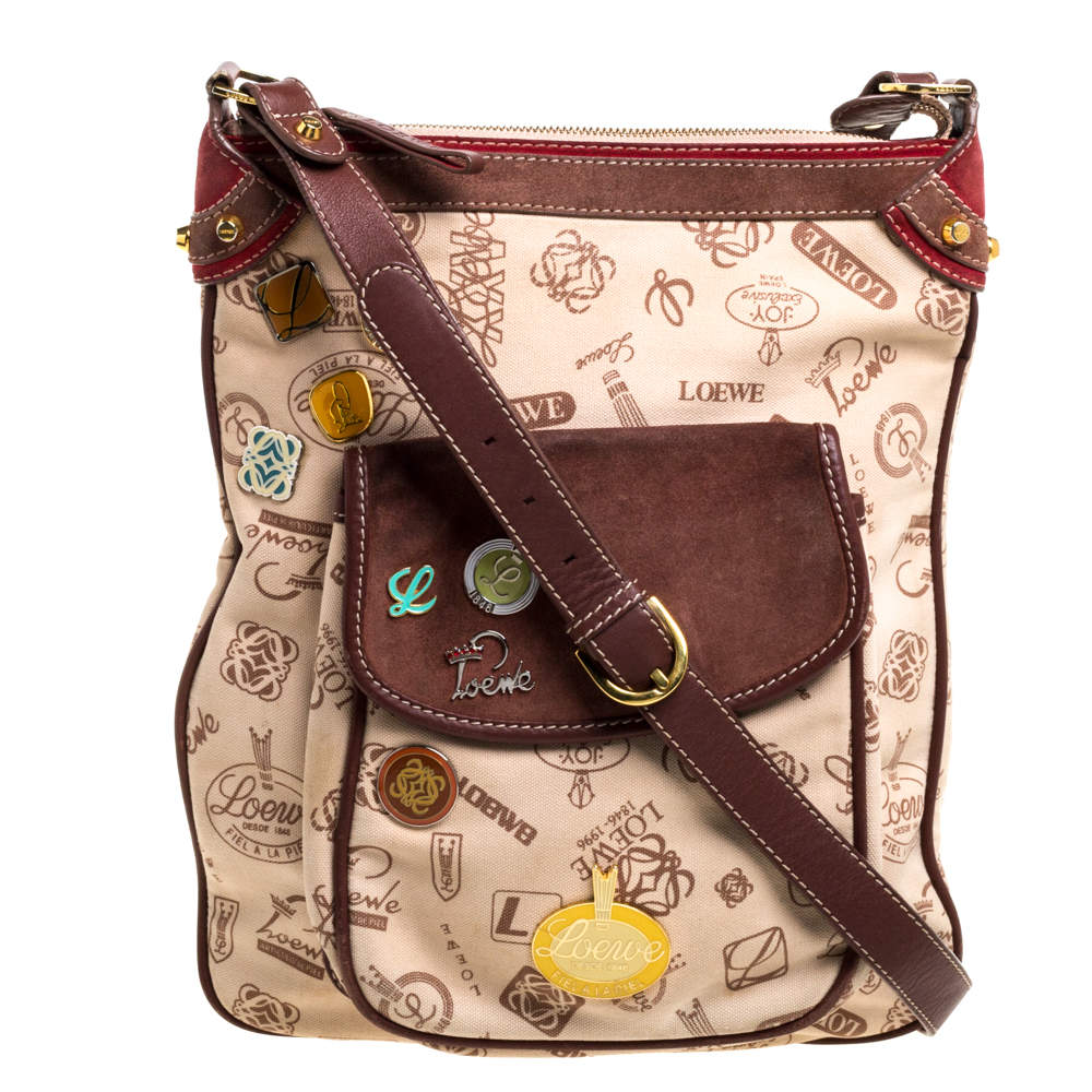 Pre Owned Loewe Tri Color Canvas,Nubuck and Leather 160th Anniversary Messenger Bag