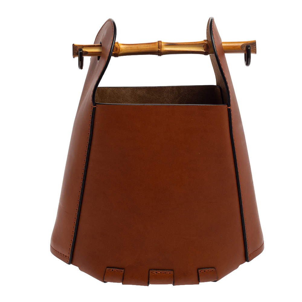 Loewe Brown Leather Bamboo Bucket Bag Loewe TLC