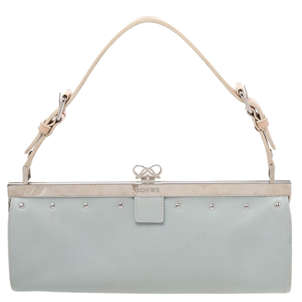 Pre Owned Loewe Blue Leather Baguette Bag