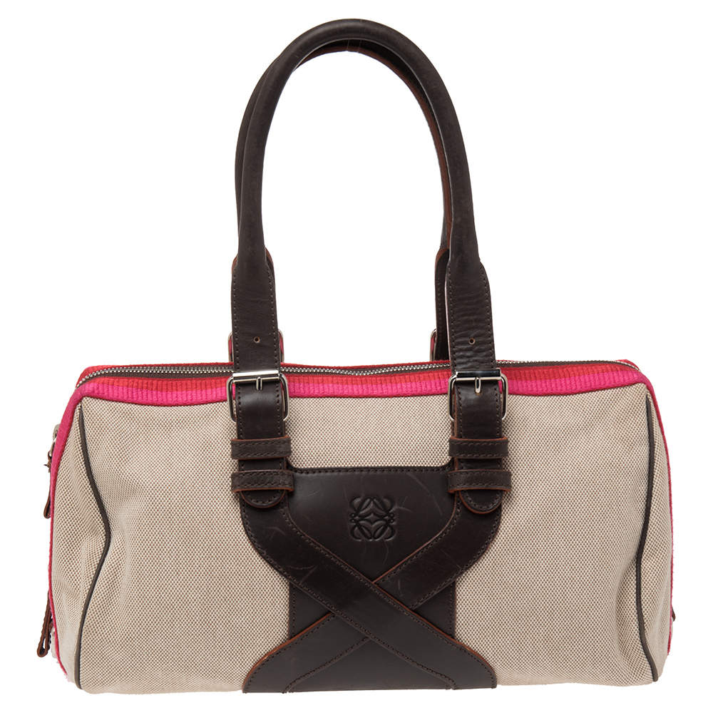 Loewe Multicolor Canvas And Leather Bowling Bag