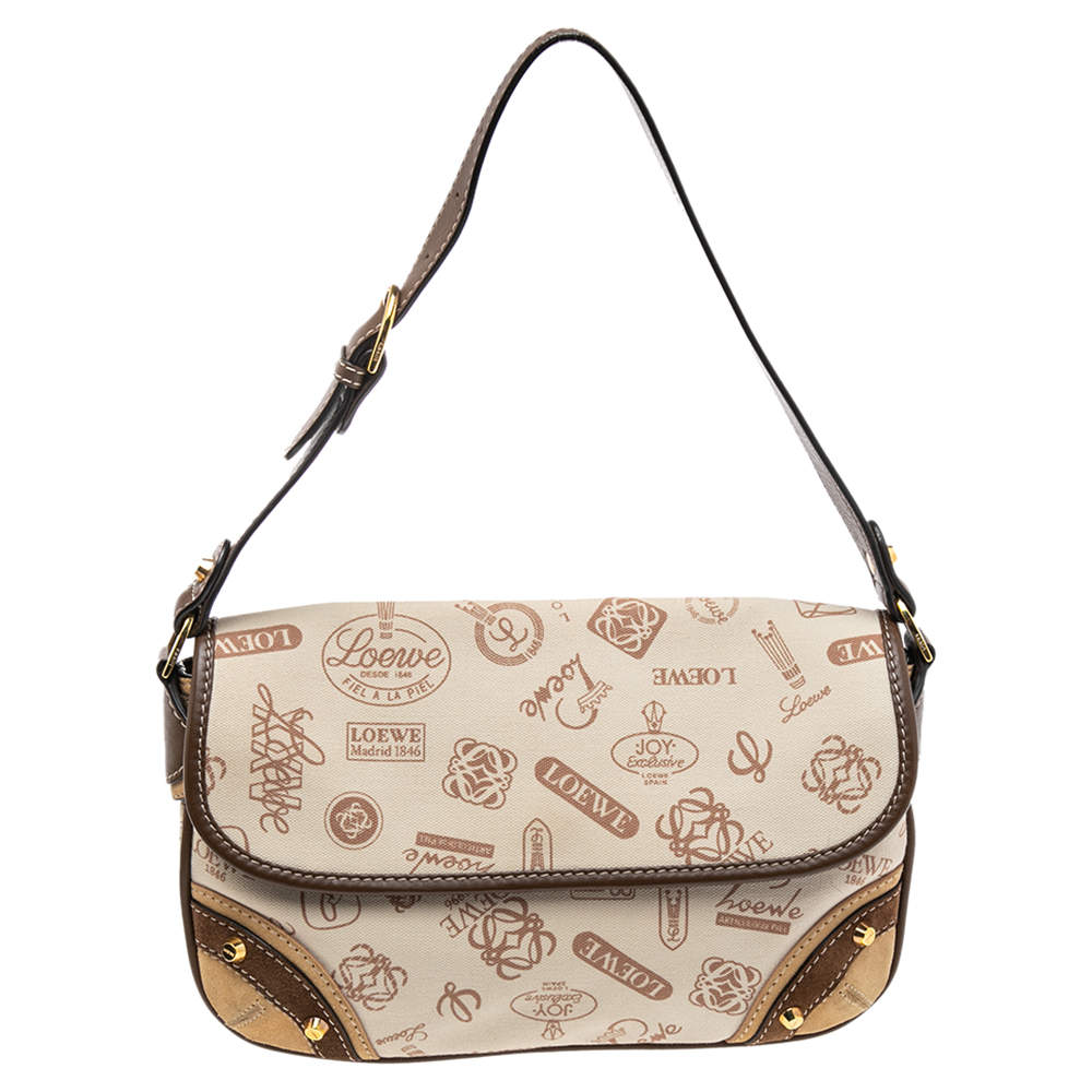 Loewe Multicolor Signature Printed Canvas, Suede and Leather Shoulder Bag