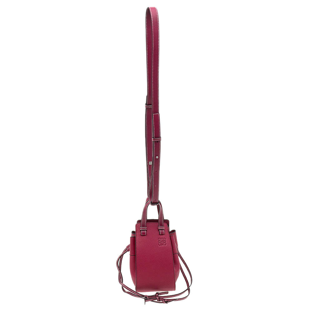 Pre Owned Loewe Burgundy Leather Mini Hammock Drawstring Bag